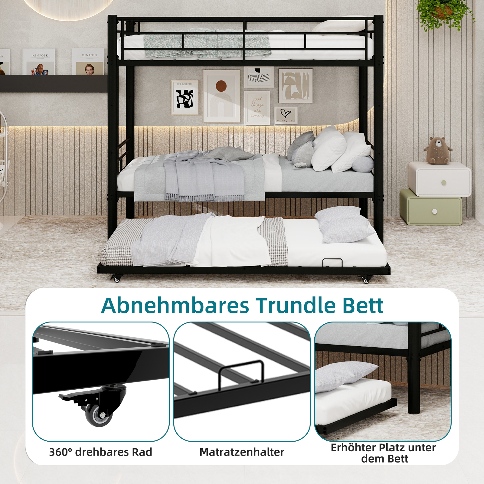Modern three-tier bed with strong load-bearing cap