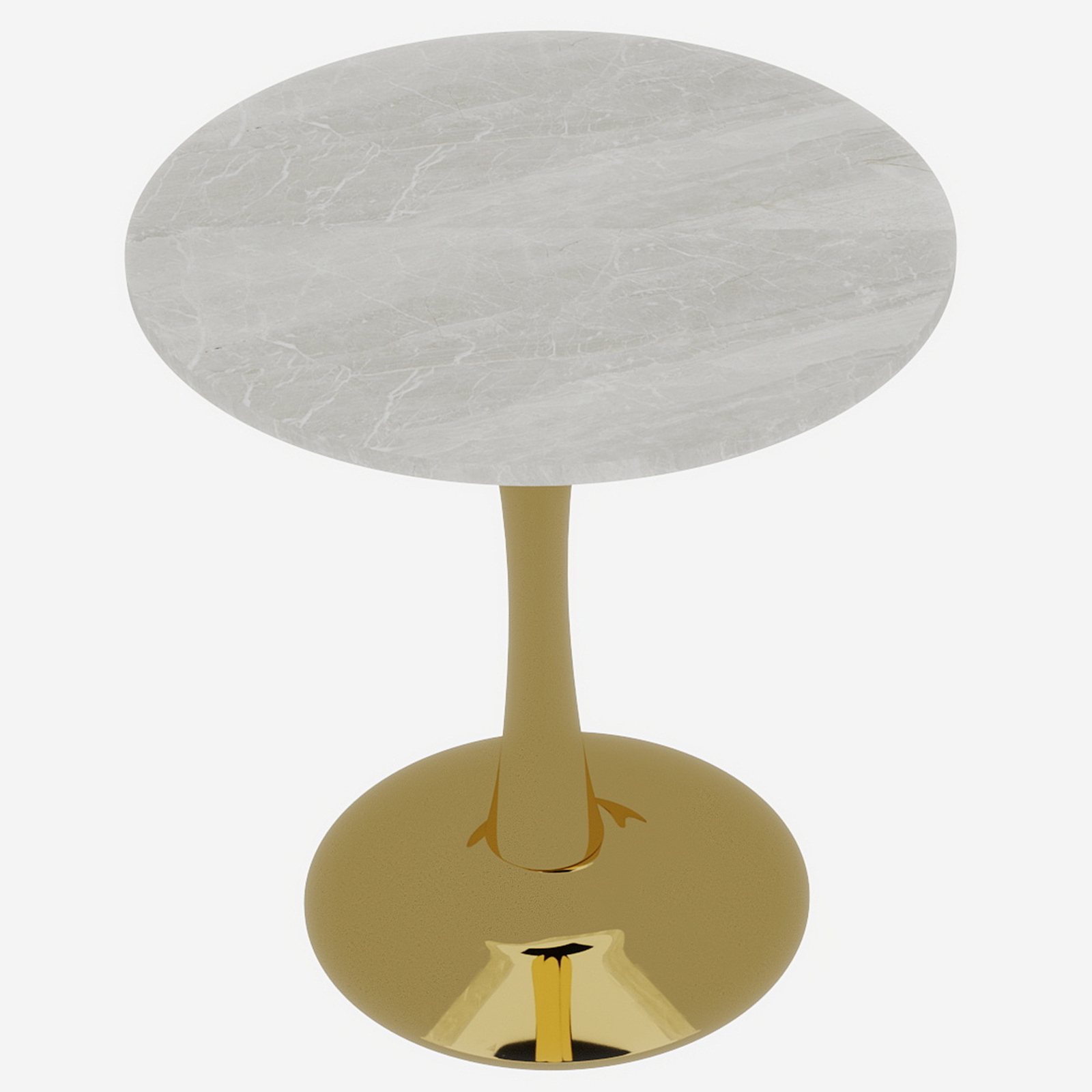Table basse, rond, 70 x 70 x 72 cm, effet marbre, blanc - vue 6