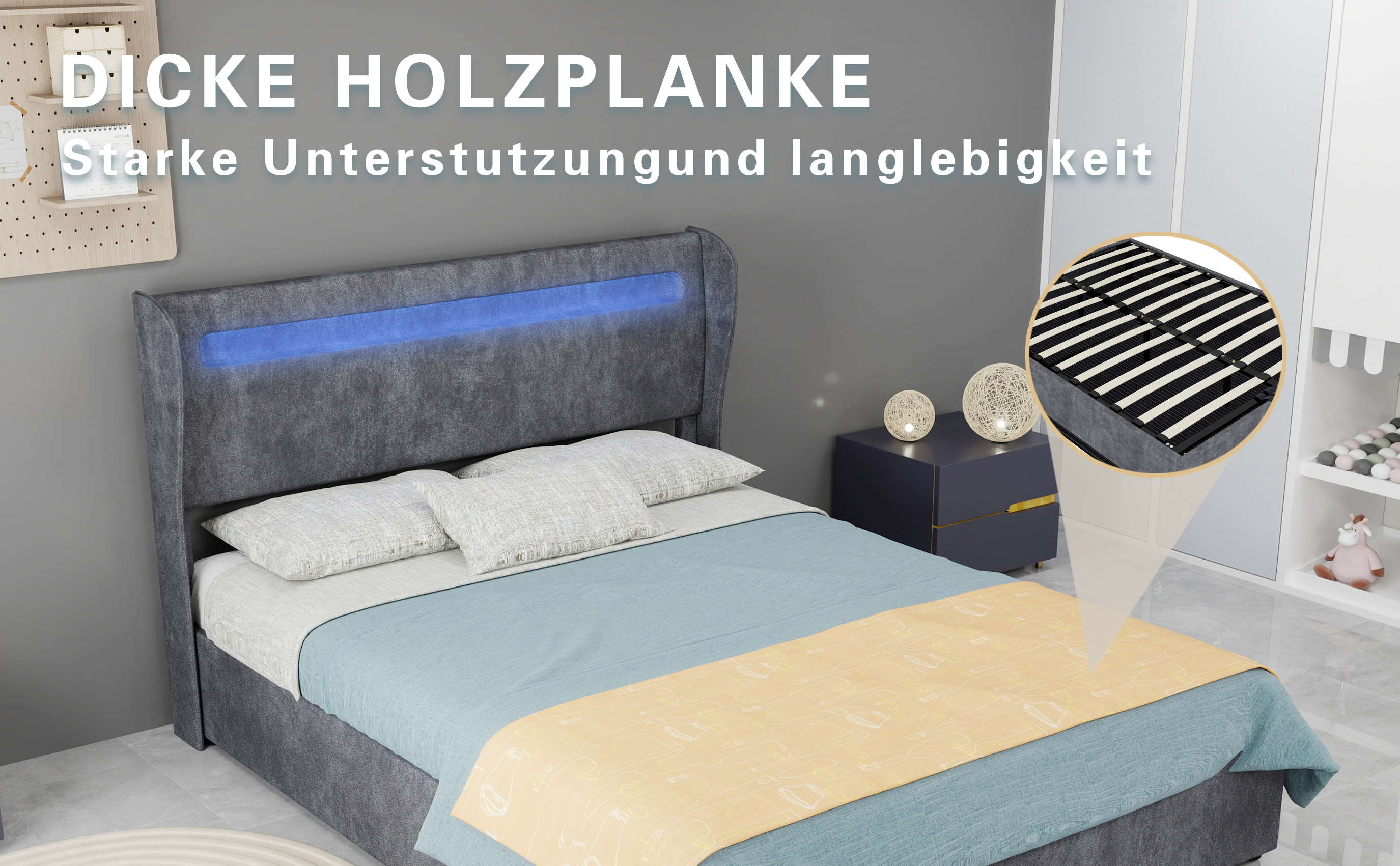 Détail du lit rembourré