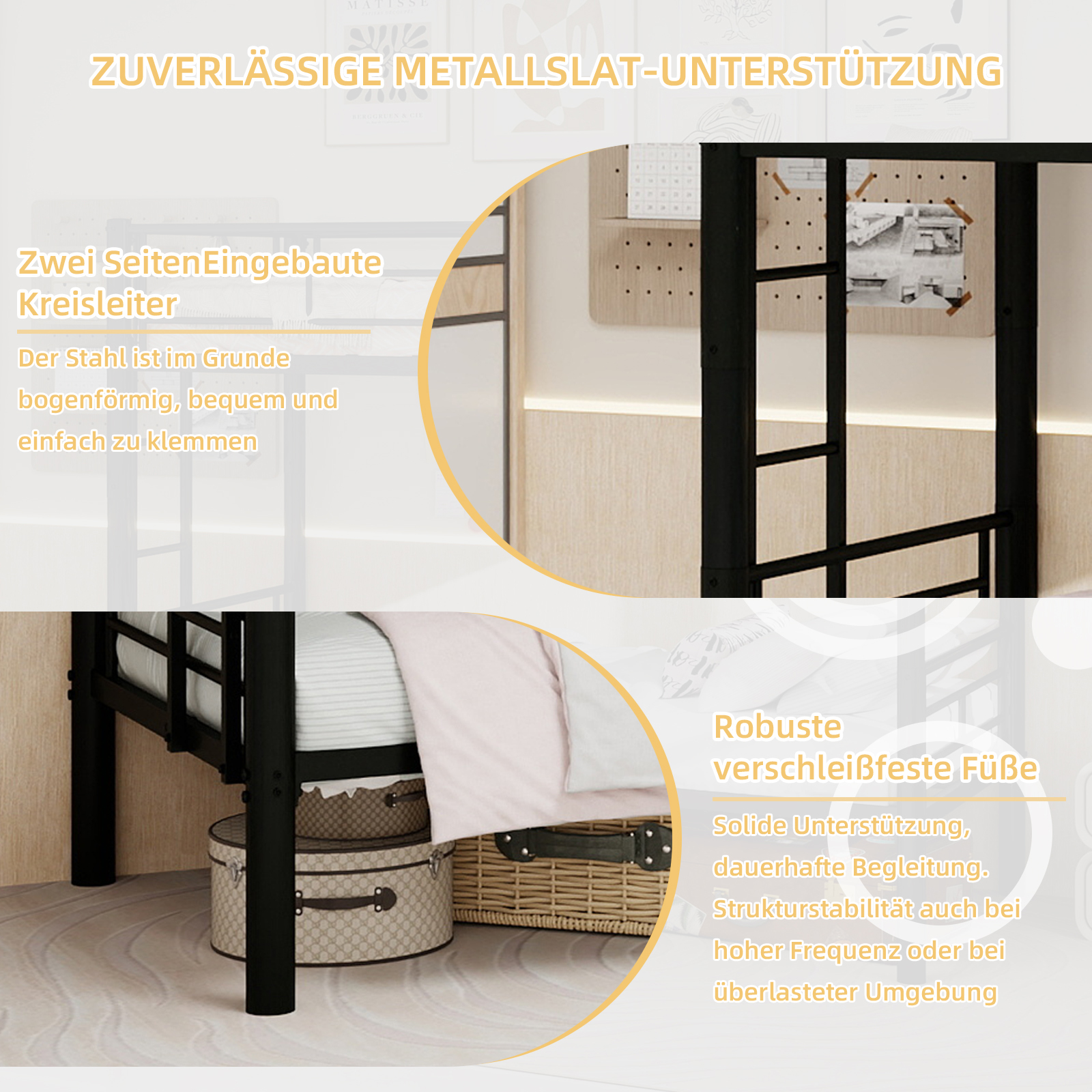 Bunk Bed: Metal bed with the lower bed dimensions 