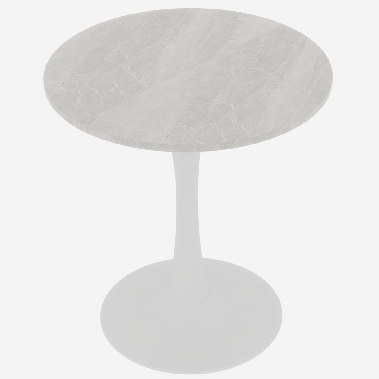 Table basse, rond, 70 x 70 x 72 cm, effet marbre, blanc - vue 2