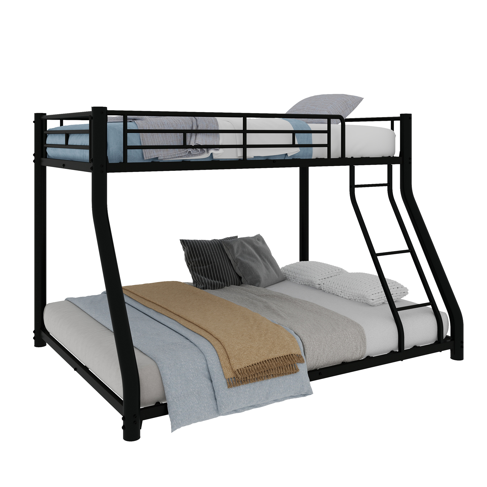Heavy-Duty Metal Bunk Bed Frame, a top bunk of 90*