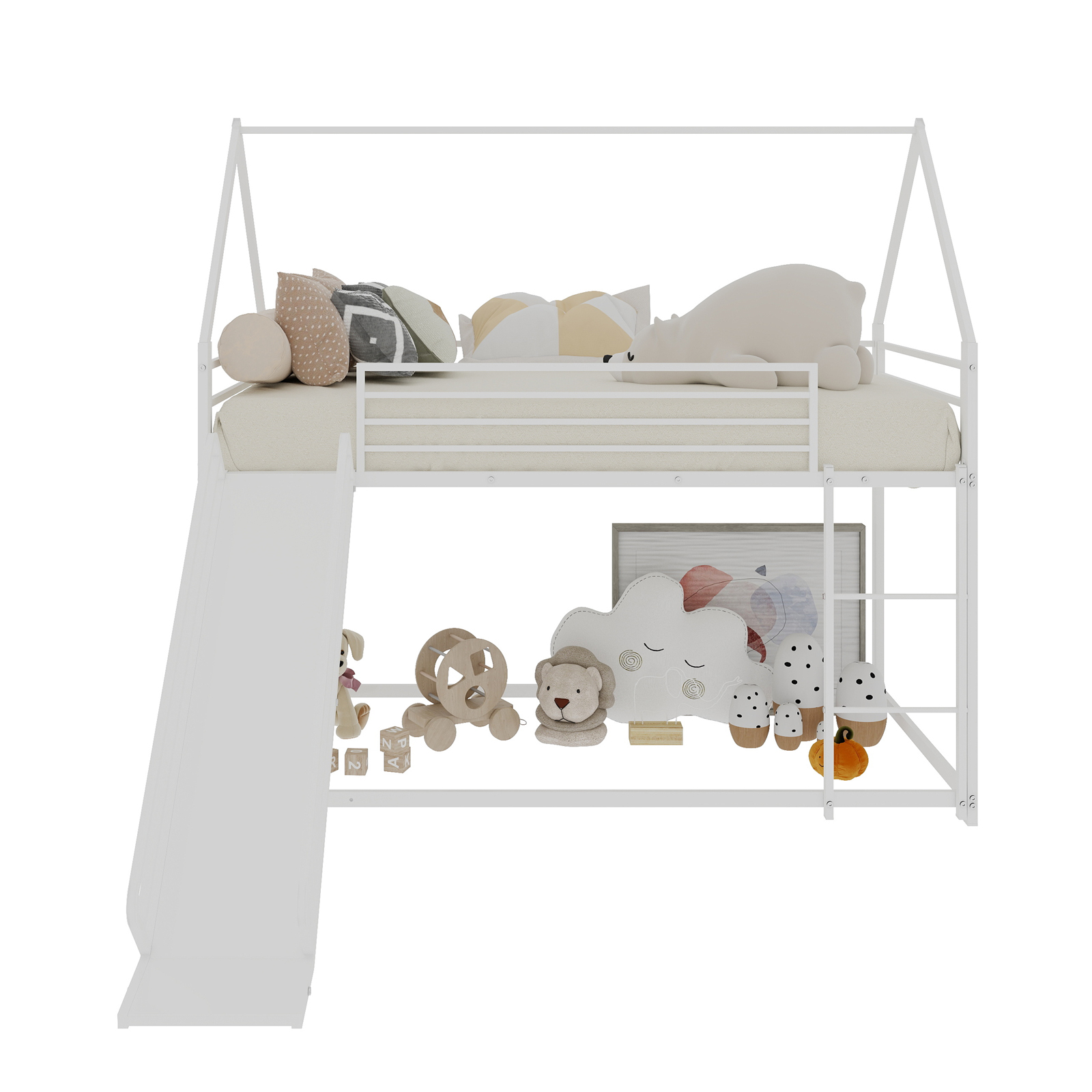 This double-decker bed measures 90*190 centimeters