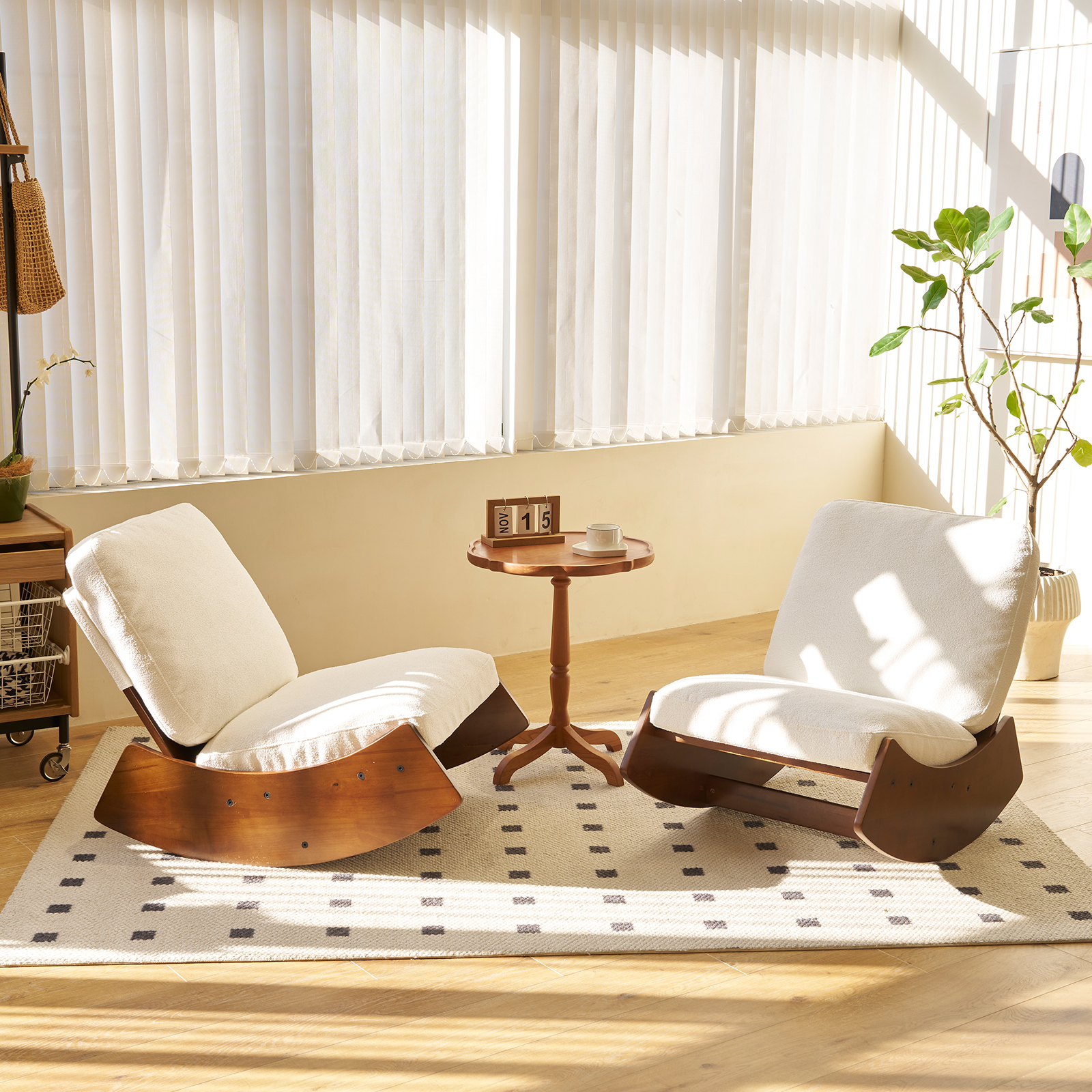 Fauteuil à bascule blanc en Tissu - vue 1