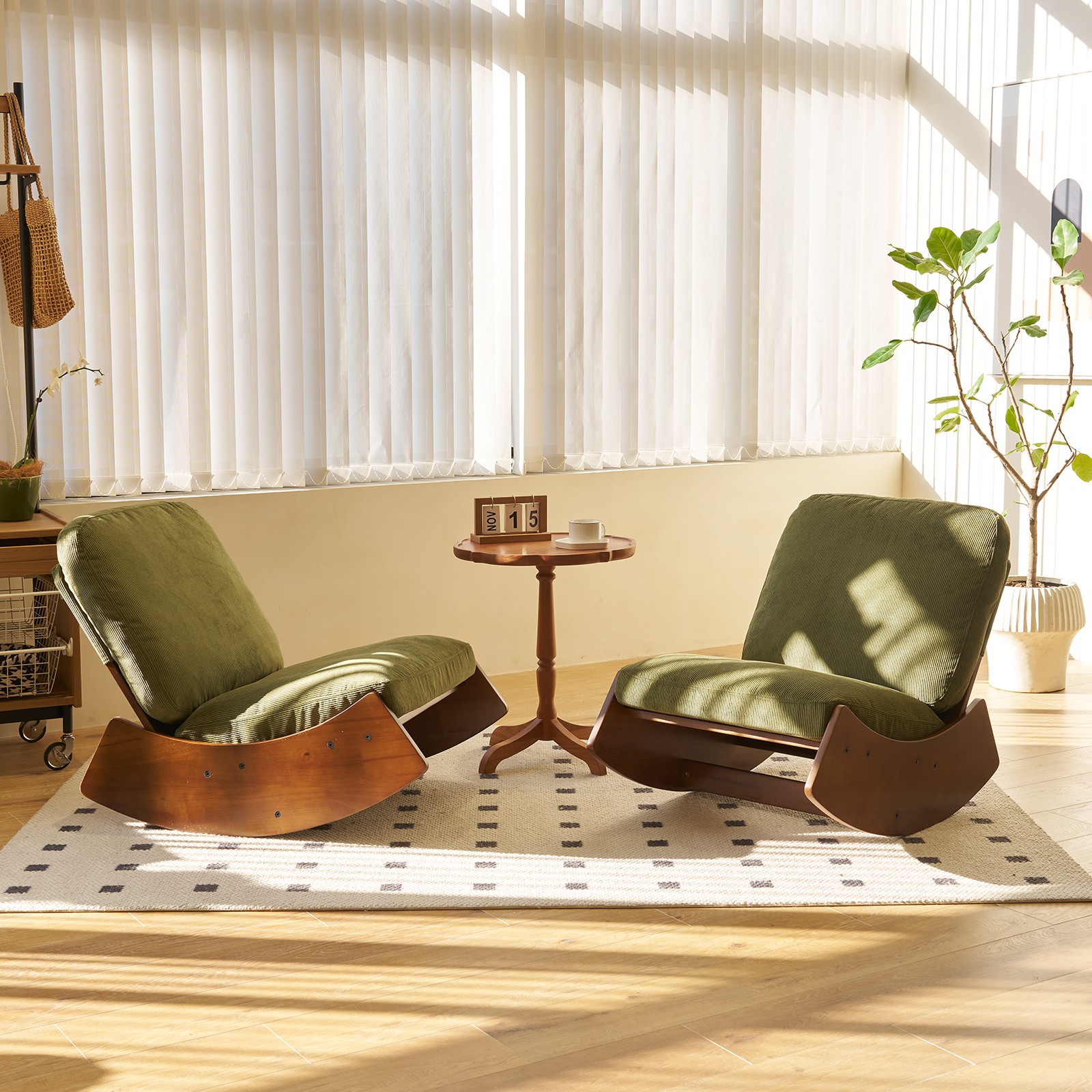 Fauteuil à bascule vert en Tissu - vue 1
