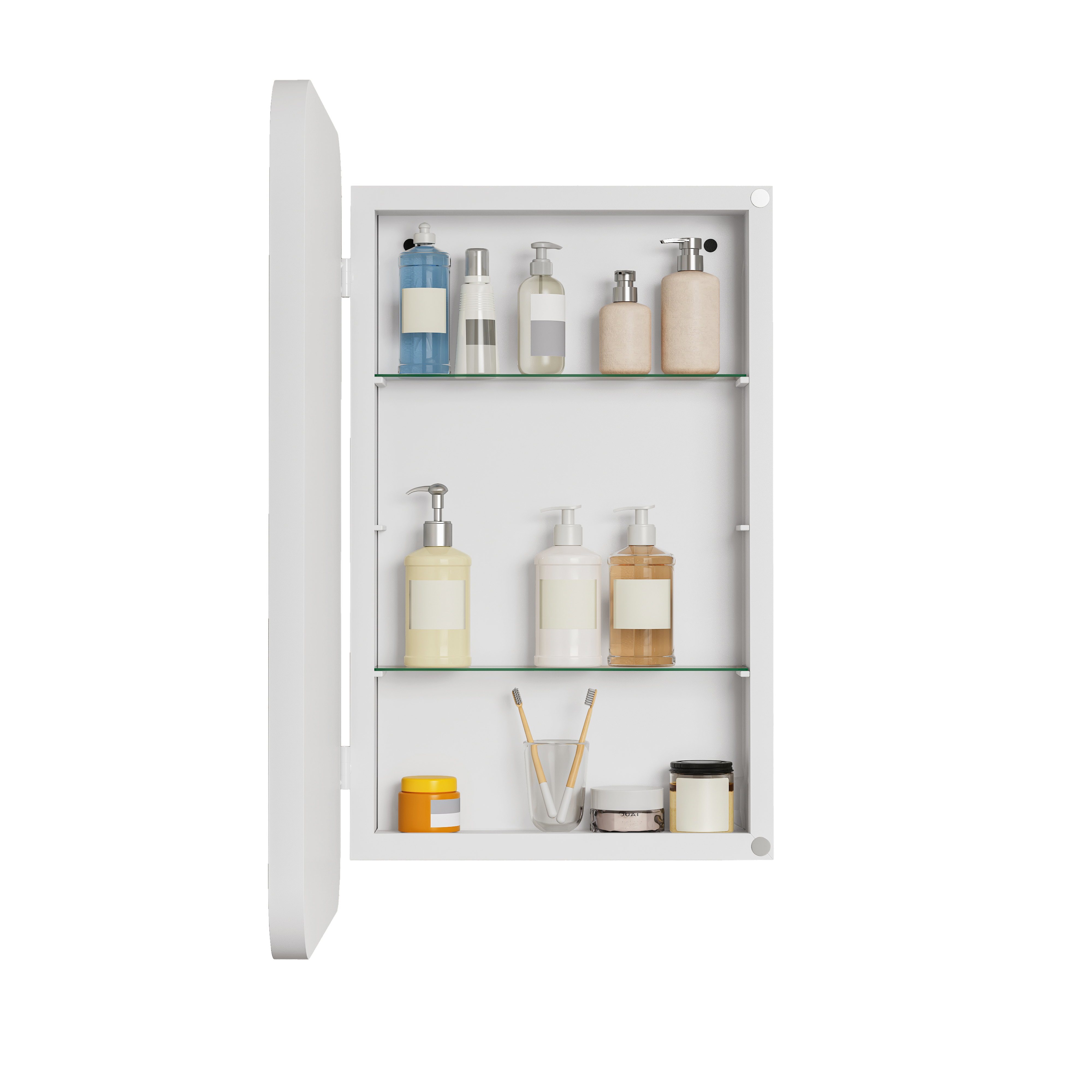 Armoire de toilette avec miroir, étagères réglables, rangement intégré, 76 x 51 x 12 cm, métal, blanc - vue 6