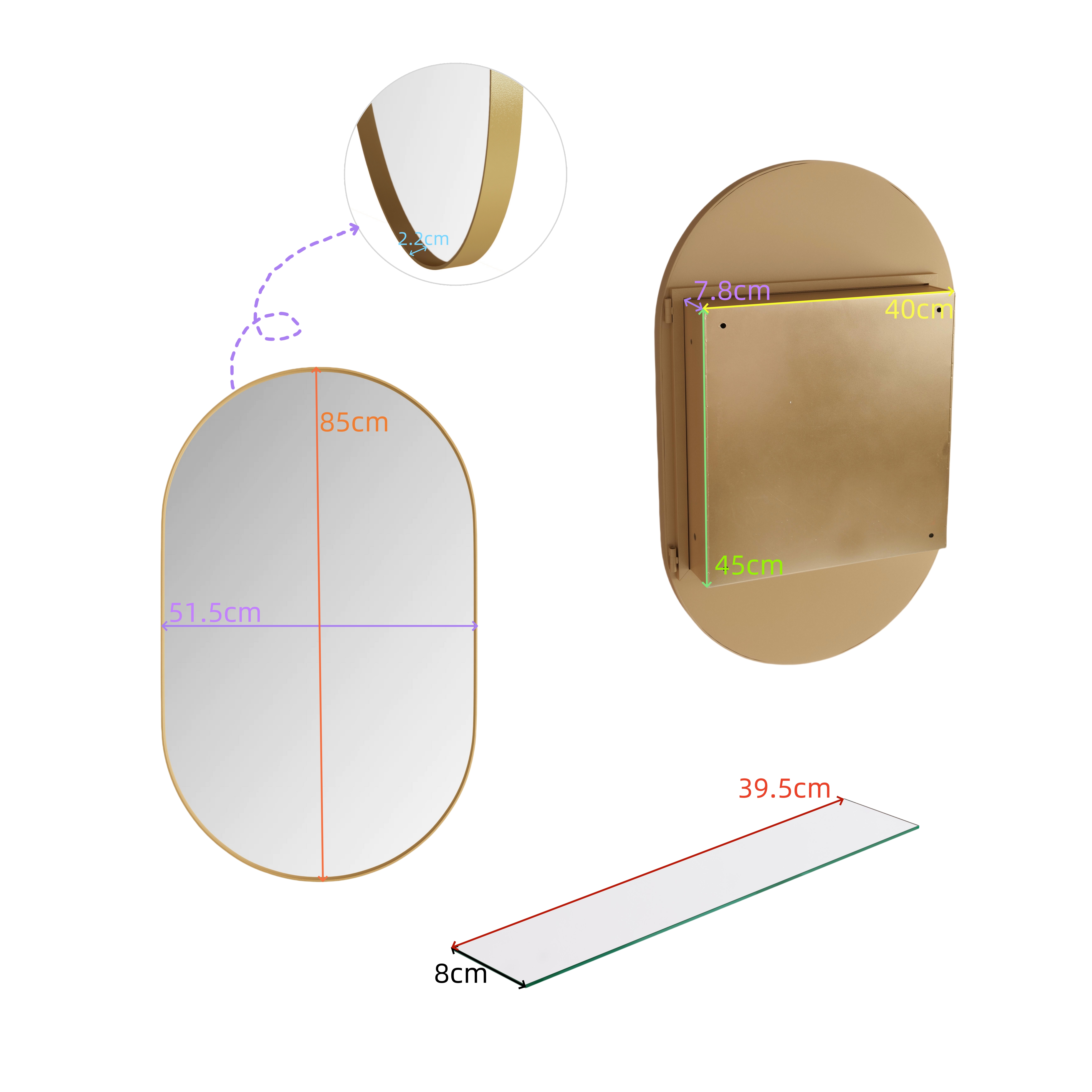 Dimensions du miroir