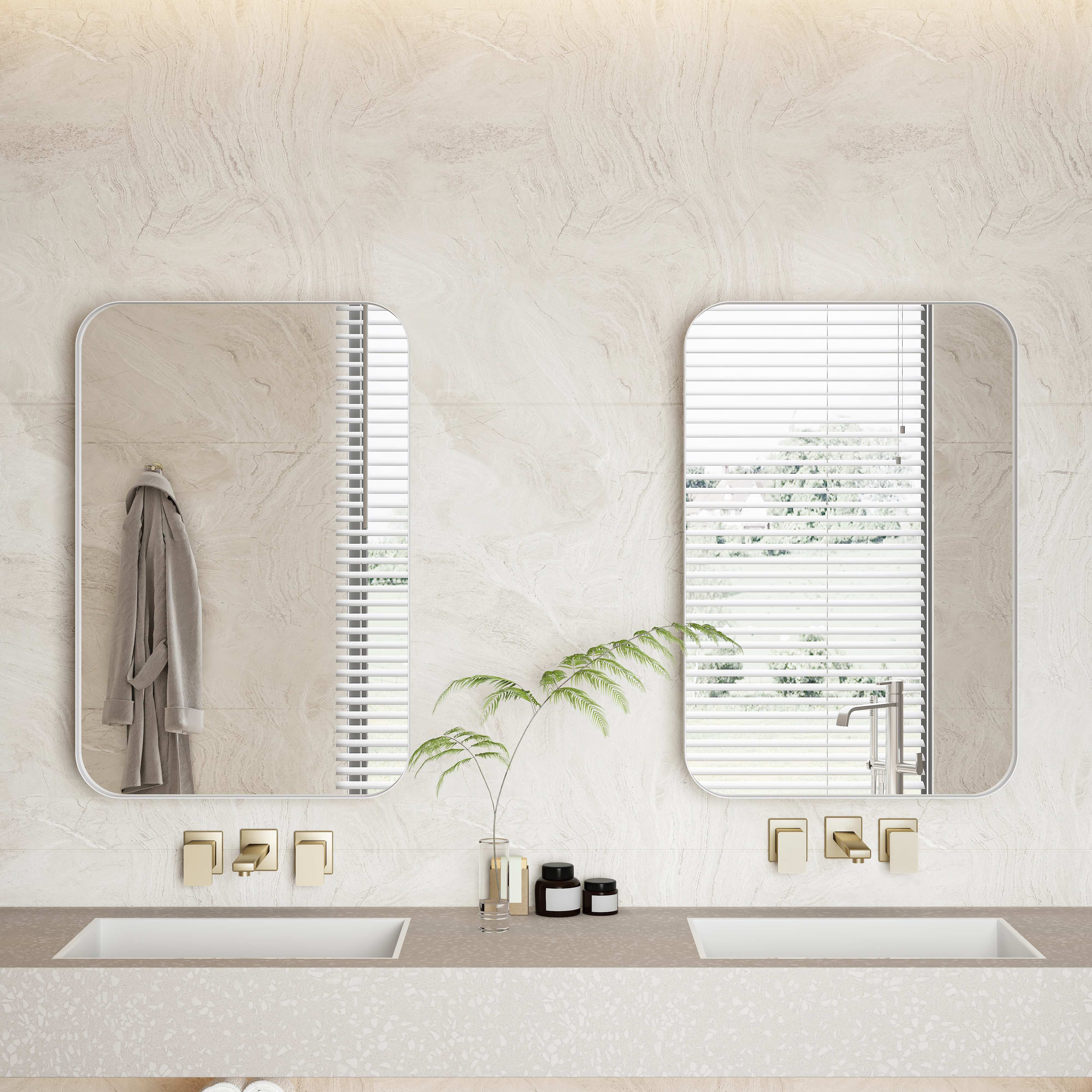 Armoire de toilette avec miroir, étagères réglables, rangement intégré, 76 x 51 x 12 cm, métal, blanc - vue 4