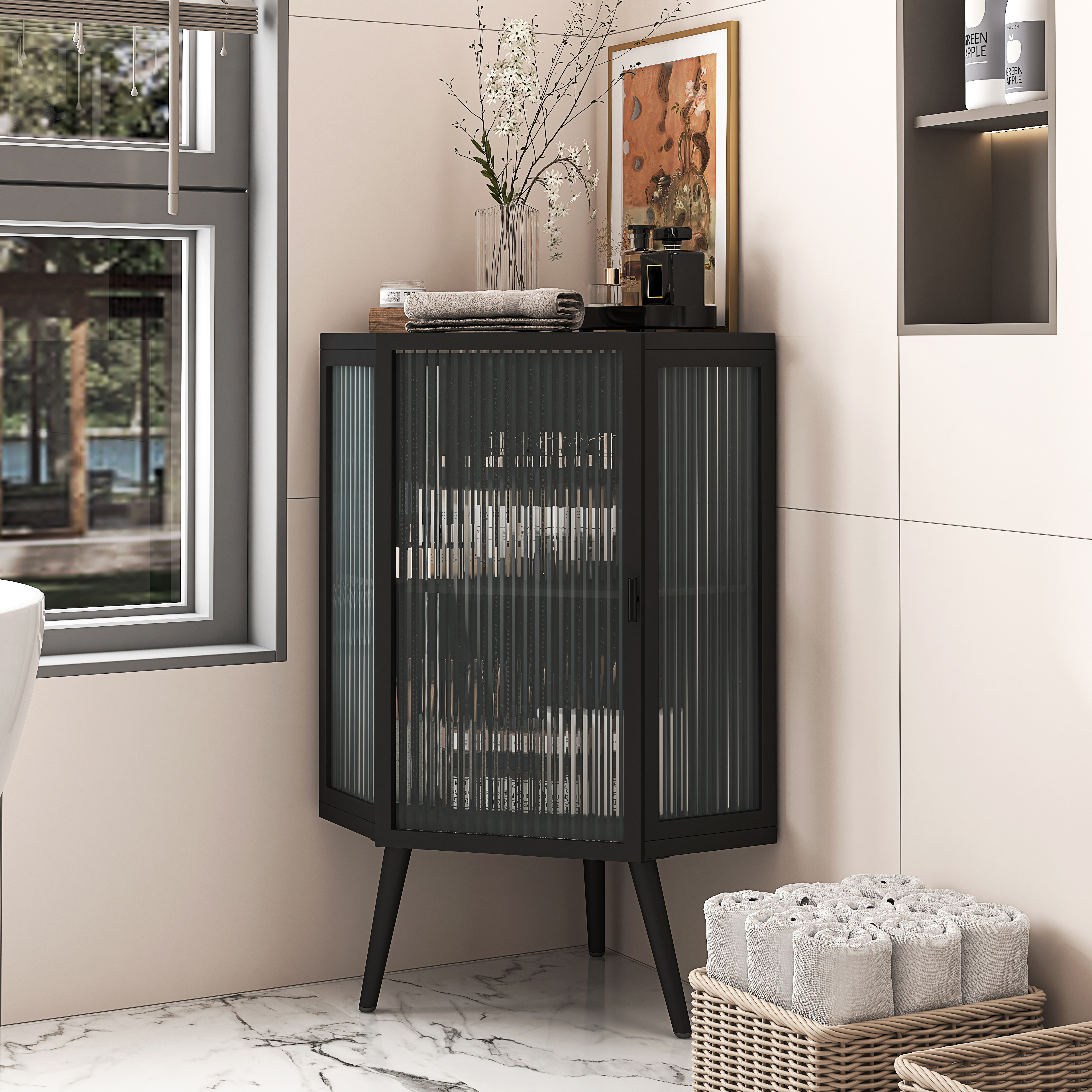 Meuble de rangement, 56 x 42,5 x 80 cm, métal, noir - vue 3