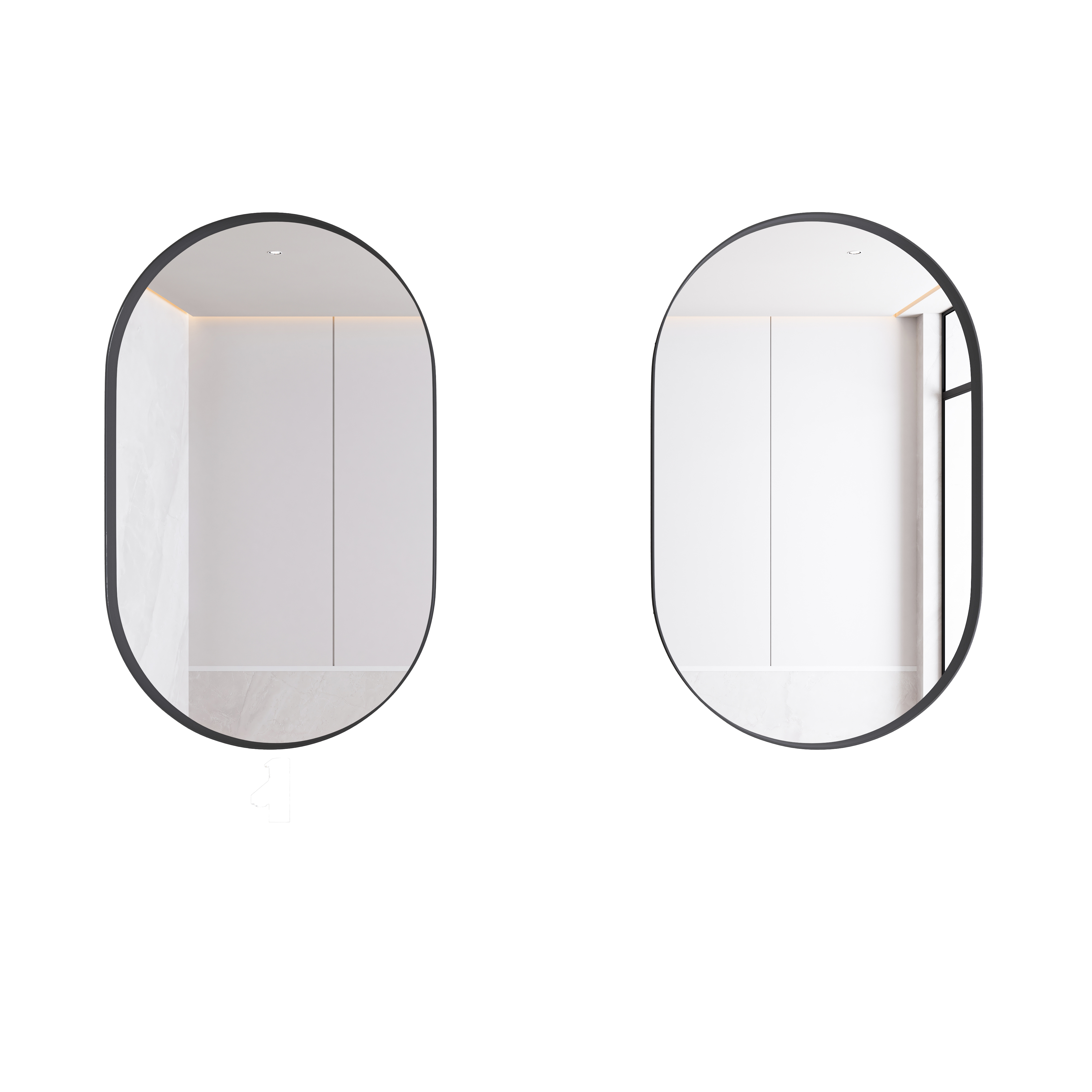 Armoire de toilette avec miroir, étagères réglables, rangement intégré, ovale, 85 x 51,5 x 12 cm, métal, noir - vue 5