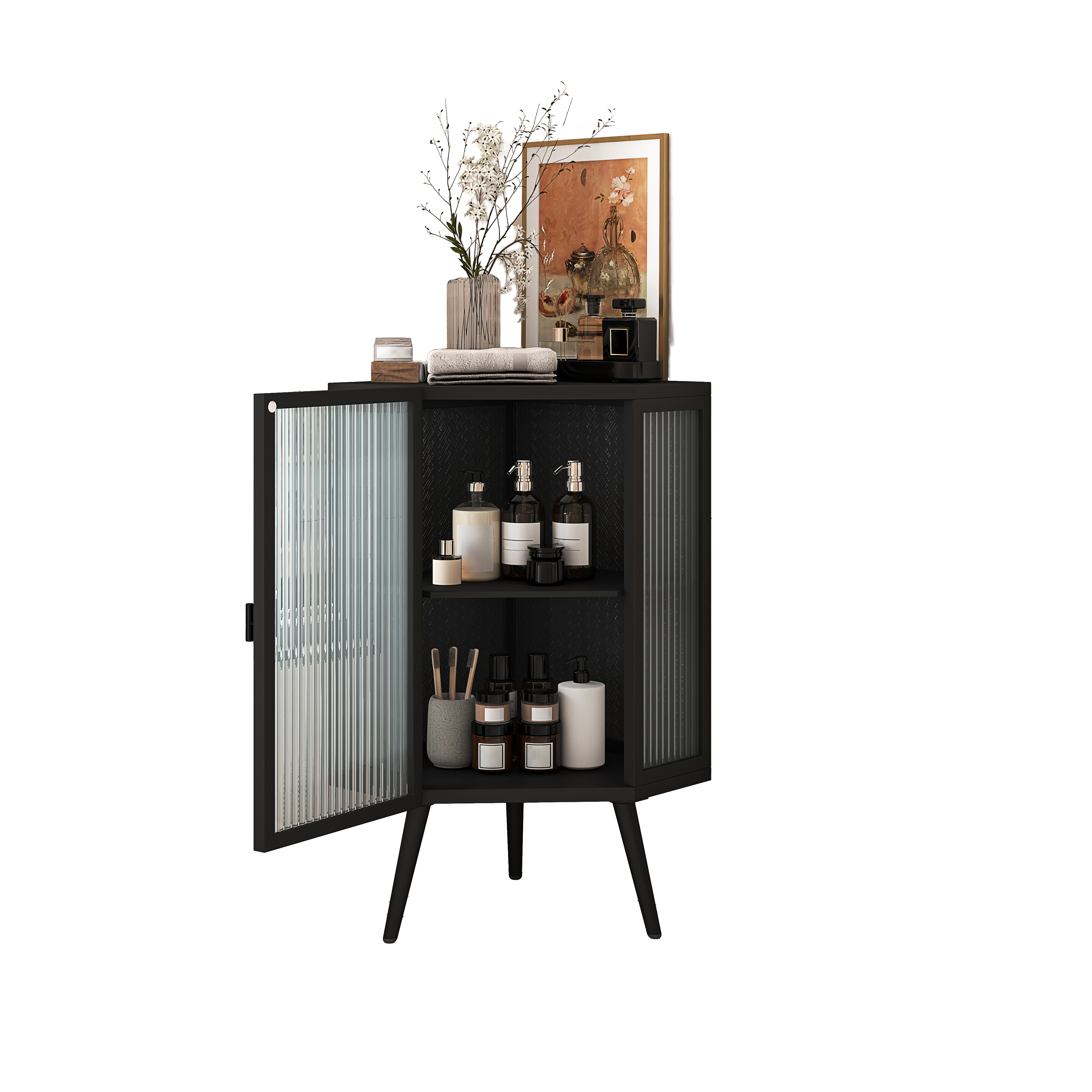 Meuble de rangement, 56 x 42,5 x 80 cm, métal, noir - vue 5