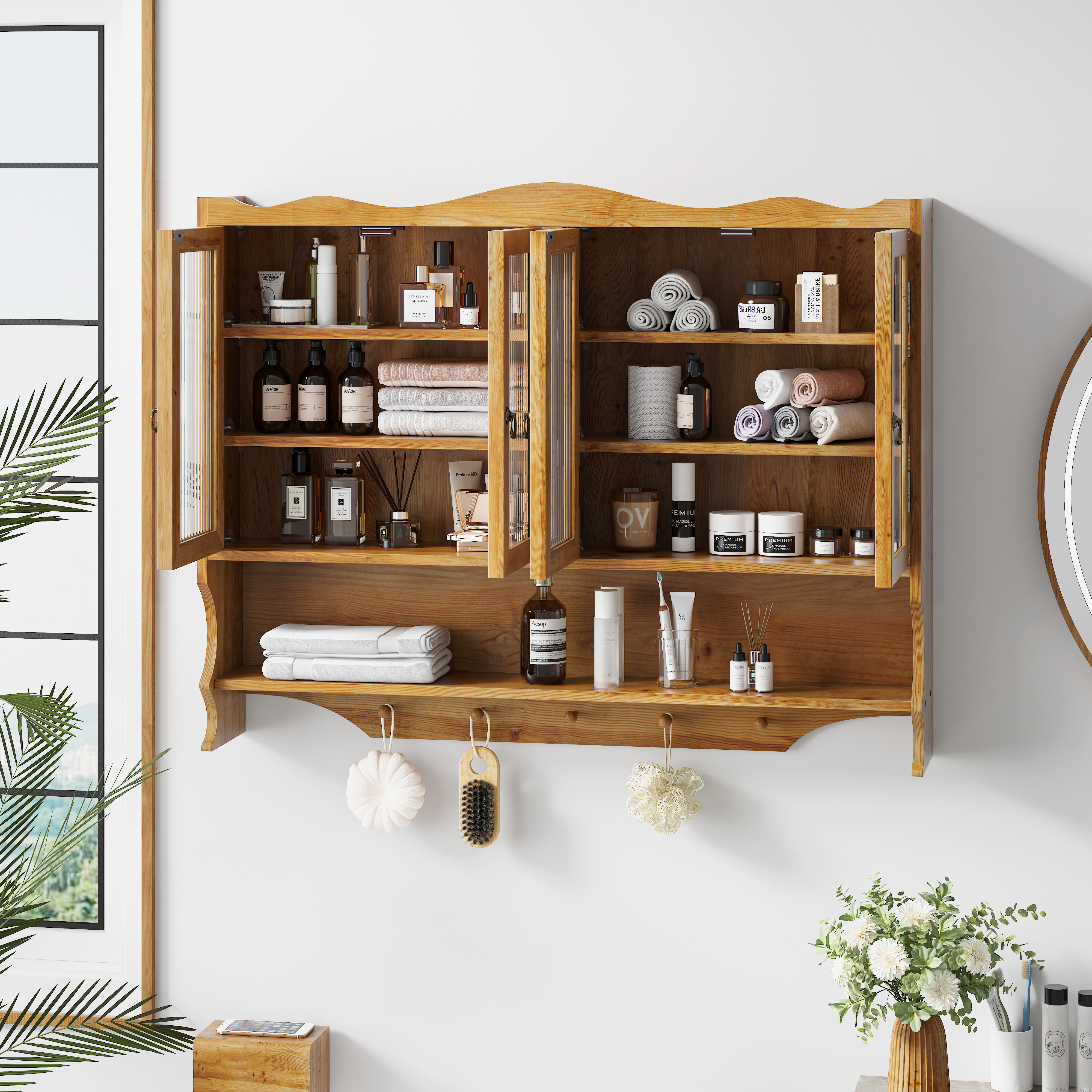Détail du meuble de rangement