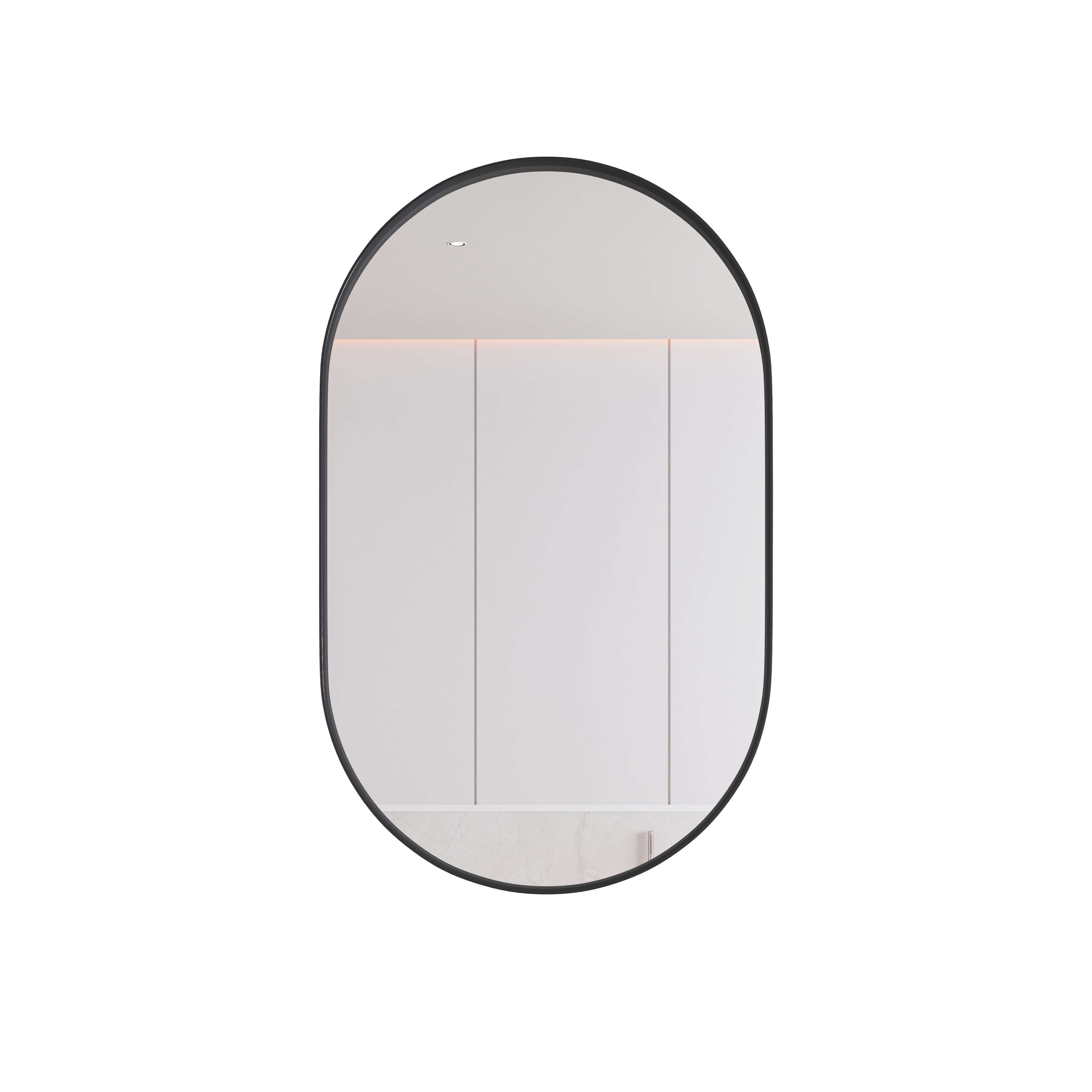 Armoire de toilette avec miroir, étagères réglables, rangement intégré, ovale, 85 x 51,5 x 12 cm, métal, noir - vue 7