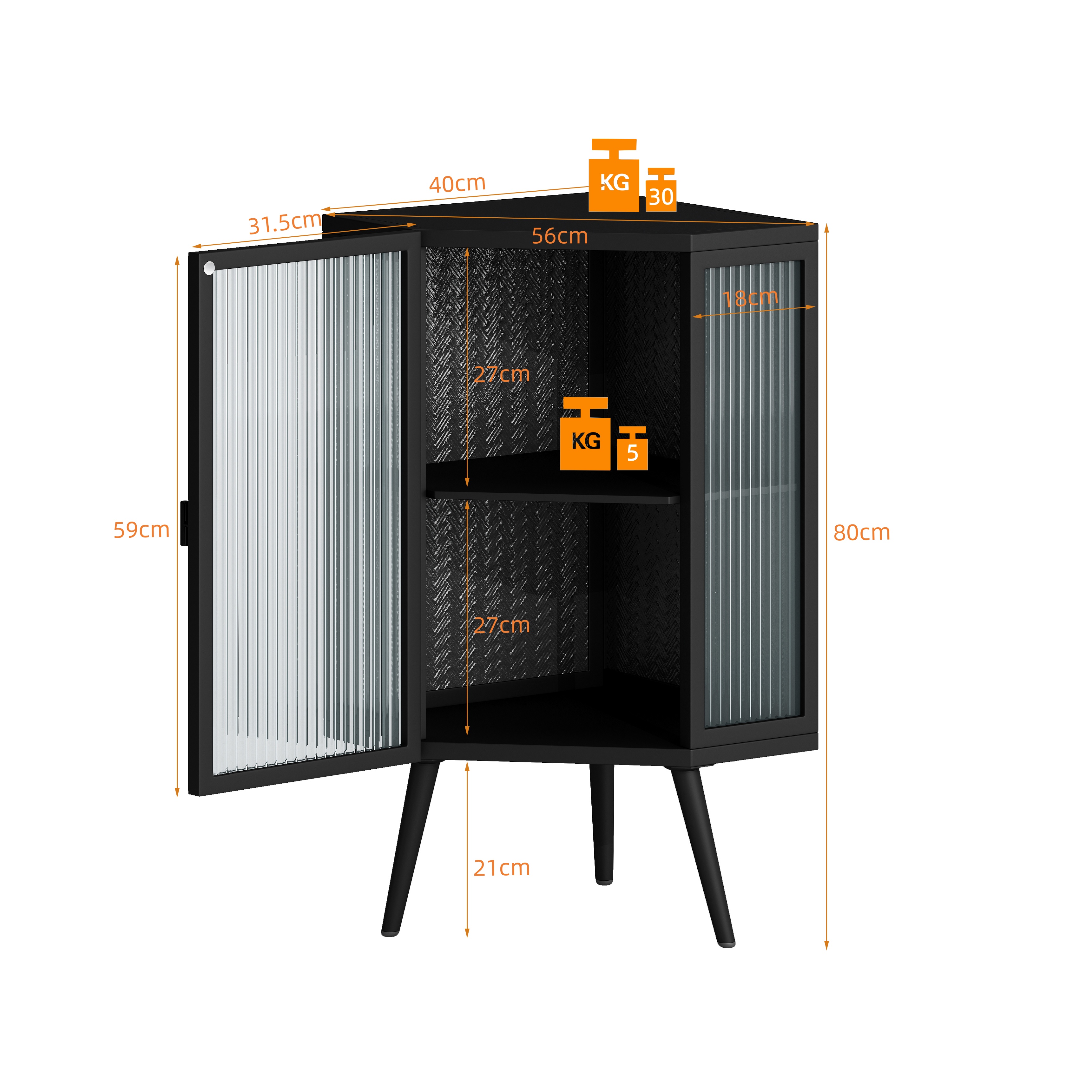 Meuble de rangement, 56 x 42,5 x 80 cm, métal, noir - vue 6