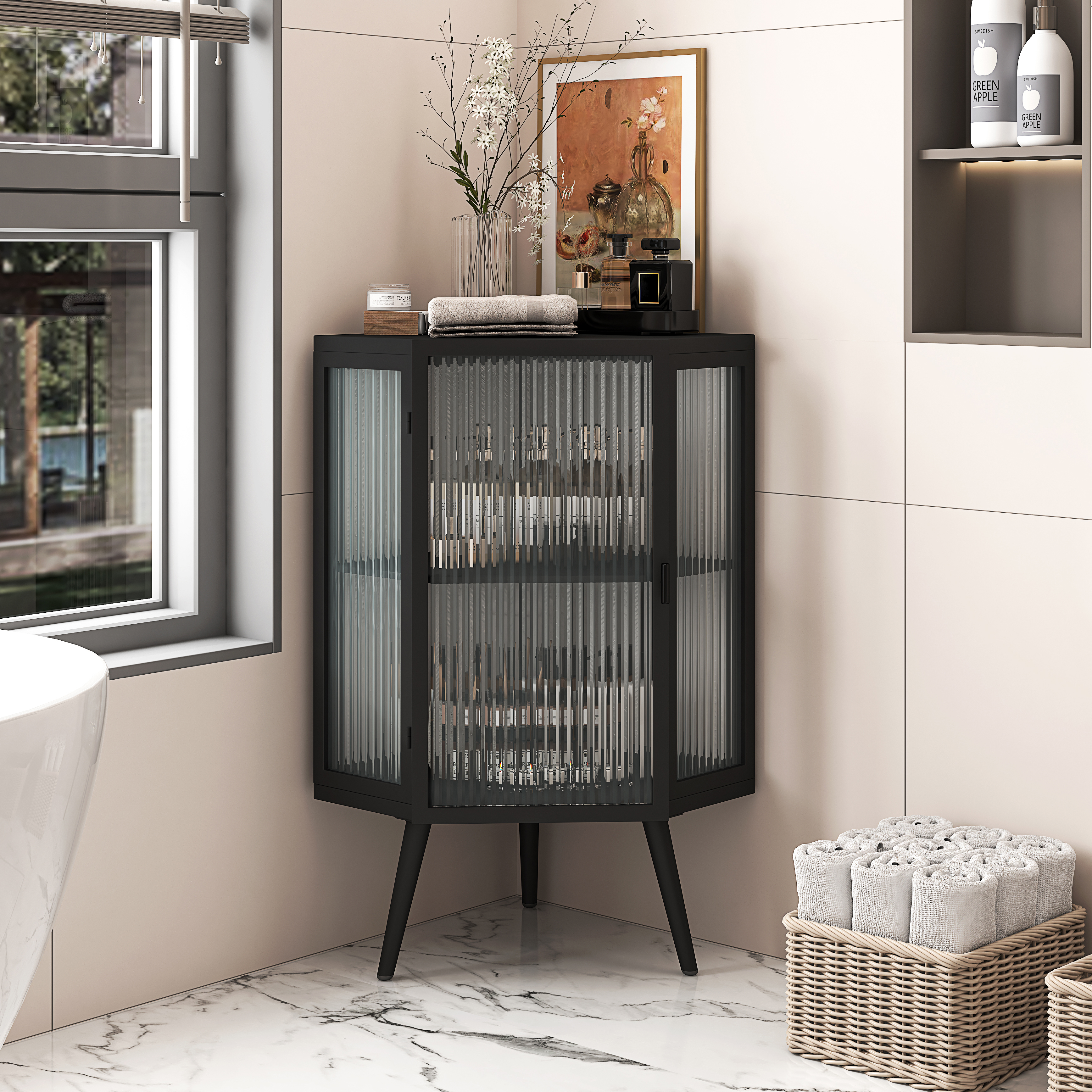Meuble de rangement, 56 x 42,5 x 80 cm, métal, noir - vue 1