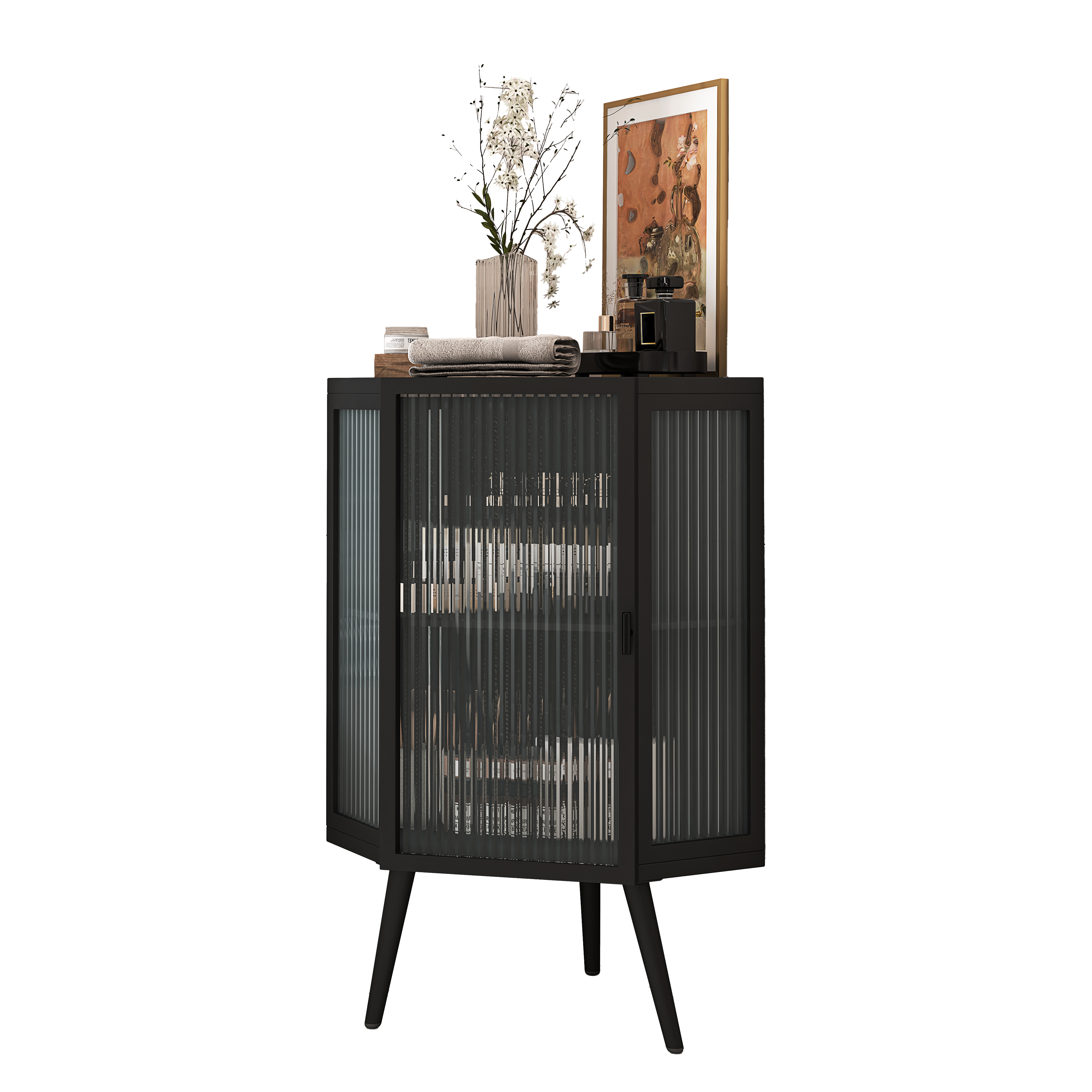 Meuble de rangement, 56 x 42,5 x 80 cm, métal, noir - vue 4