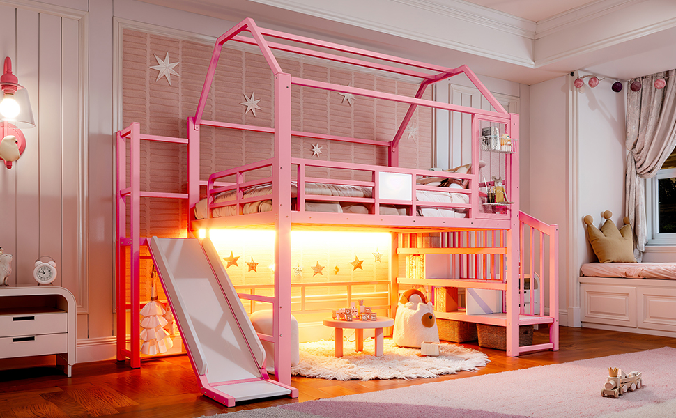 vue de face lit mezzanine complet