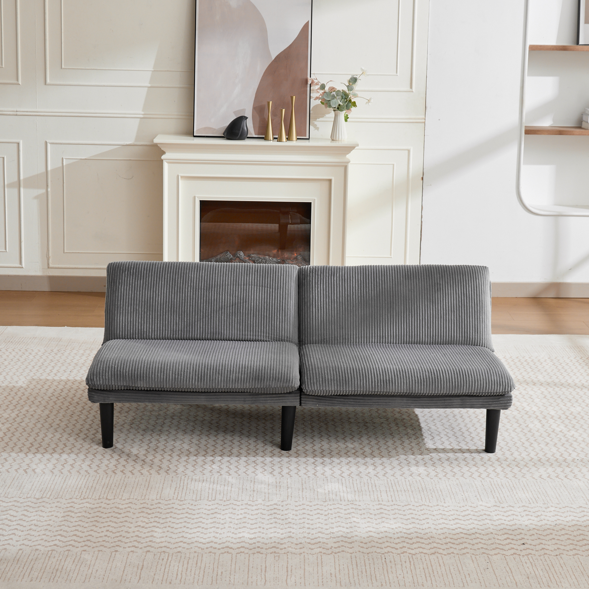 Dreifach-verstellbares 2-Sitzer-Sofa in grau, 106-