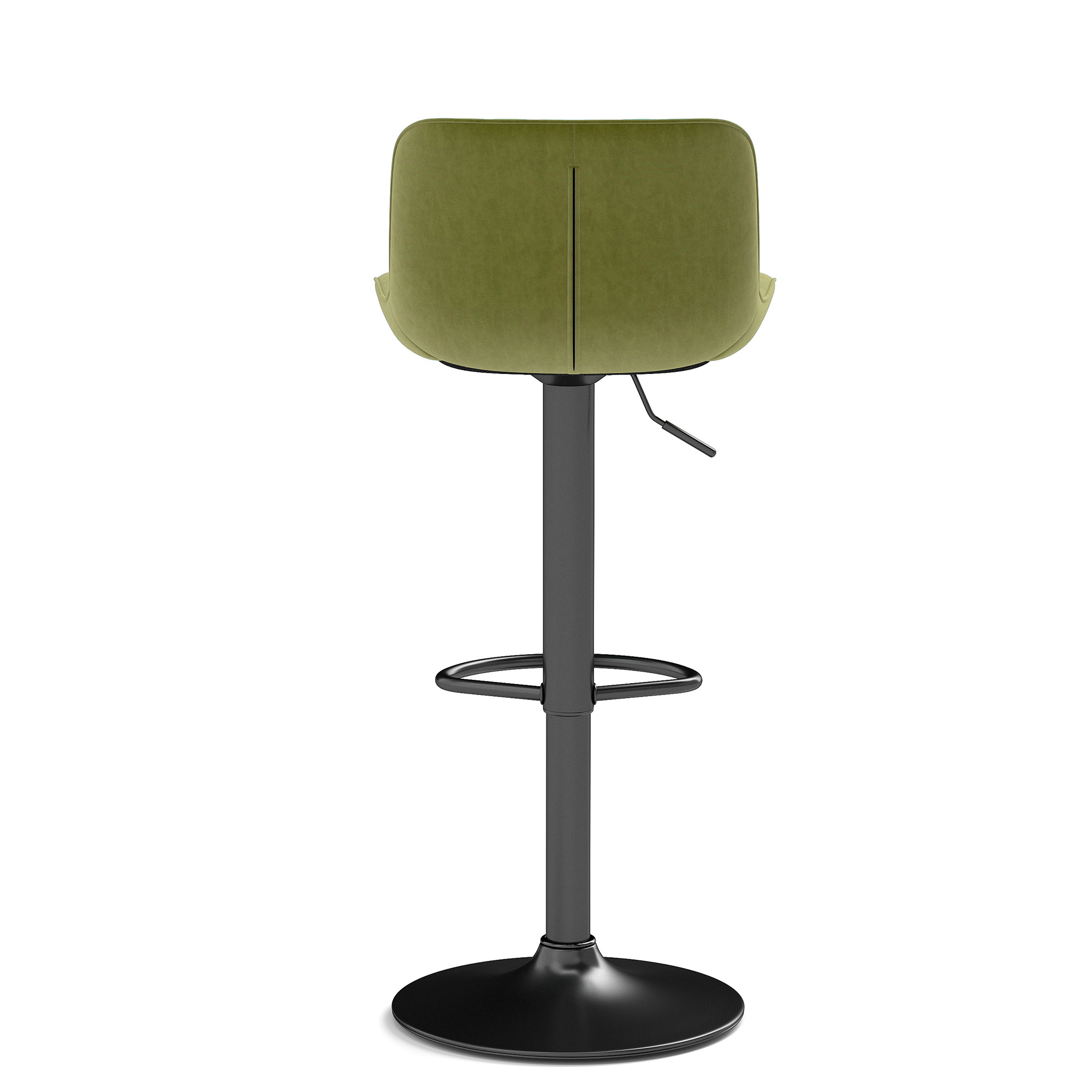 Tabouret de bar en velours vert, hauteur réglable 87-109 cm, rotation 360°, dossier ergonomique incurvé, montage facile, pour cuisine et bar, design luxueux tendance, confort et style moderne - image 1