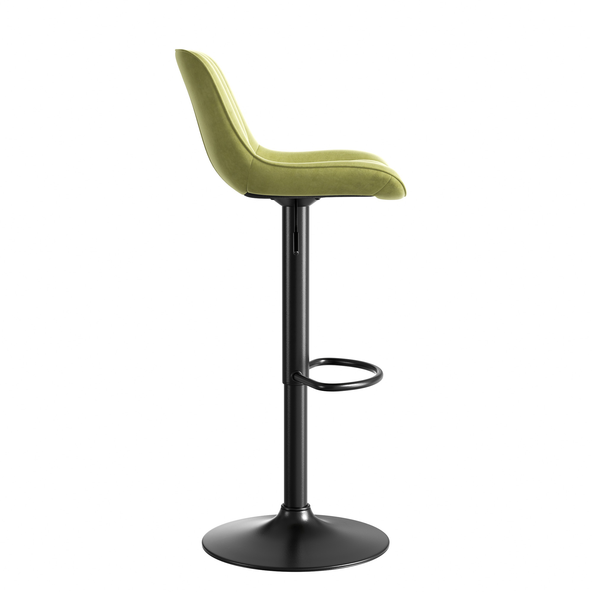Tabouret de bar en velours vert, hauteur réglable 87-109 cm, rotation 360°, dossier ergonomique incurvé, montage facile, pour cuisine et bar, design luxueux tendance, confort et style moderne - image 2