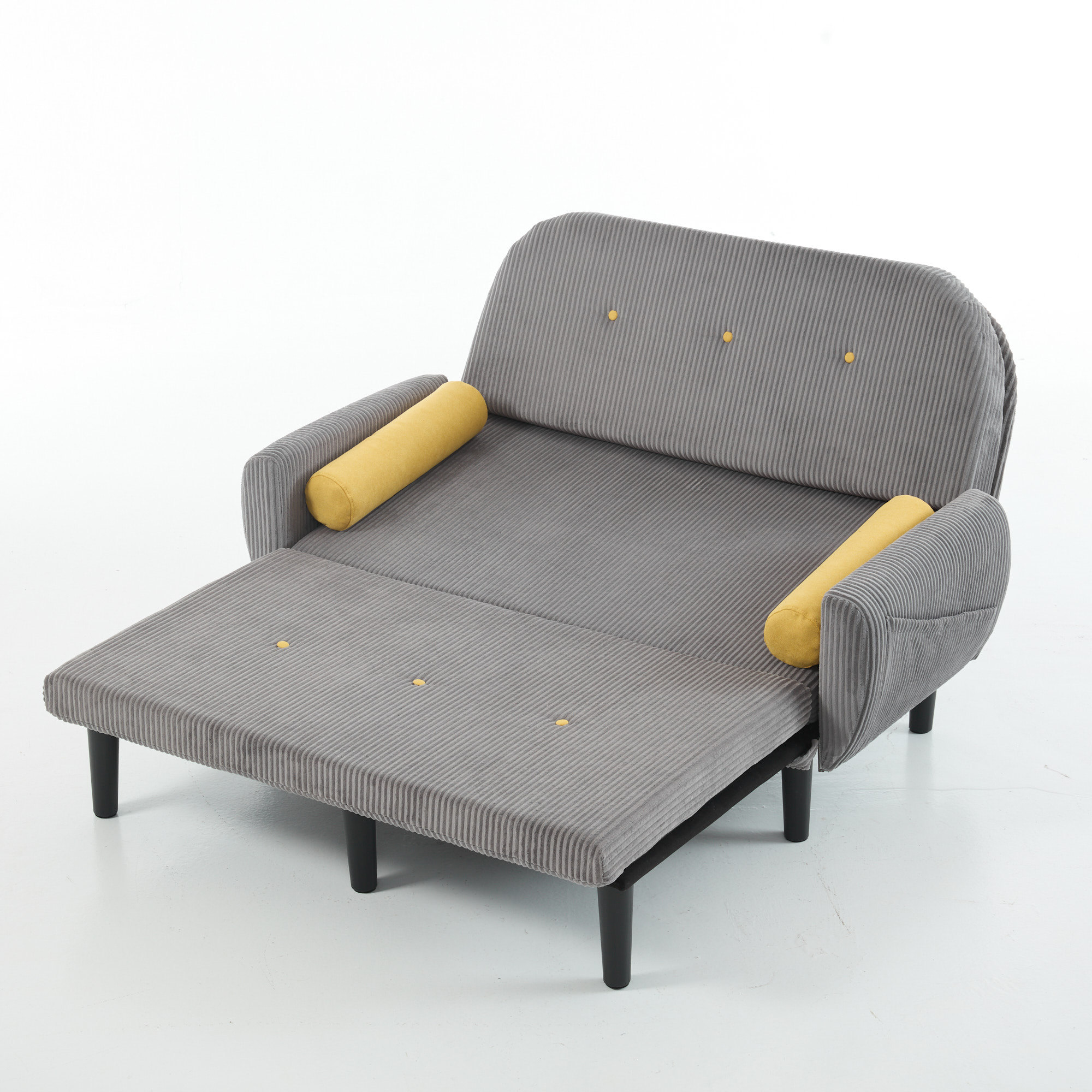 Grauer Cord-Loveseat-Sofa für das Wohnzimmer, als 