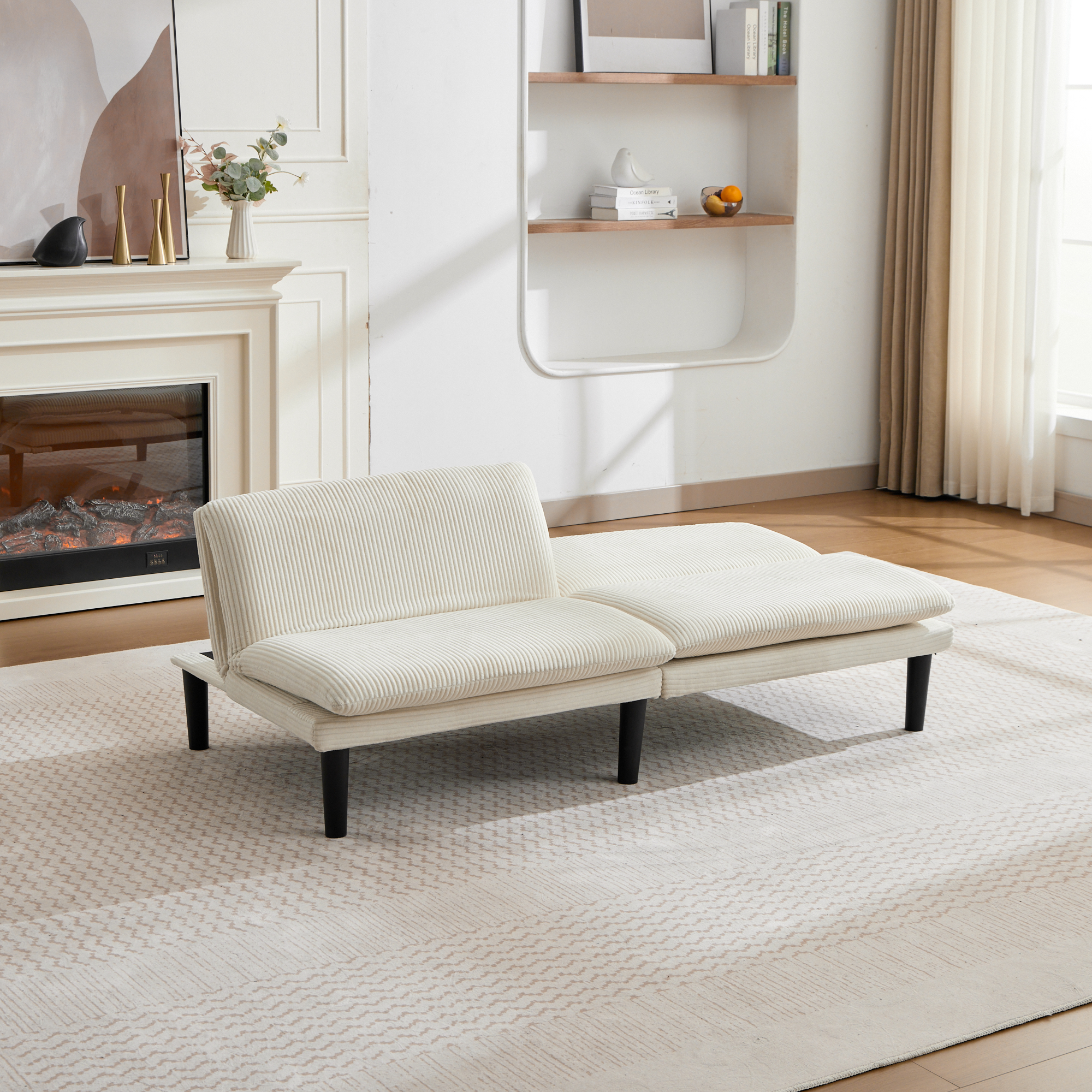 Dreifach-verstellbares 2-Sitzer-Sofa in beige, 106