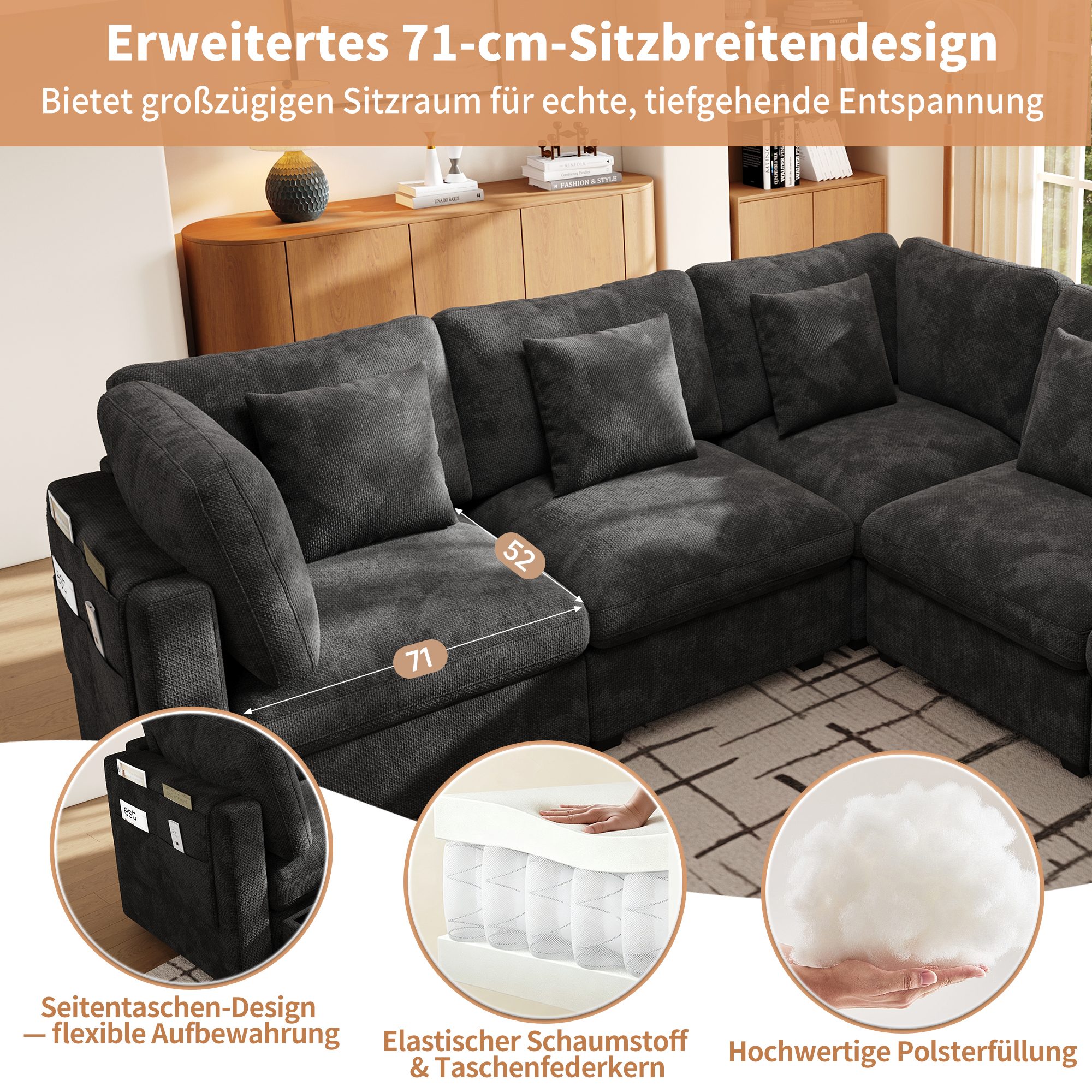 Vue complémentaire 3 du canapé gris