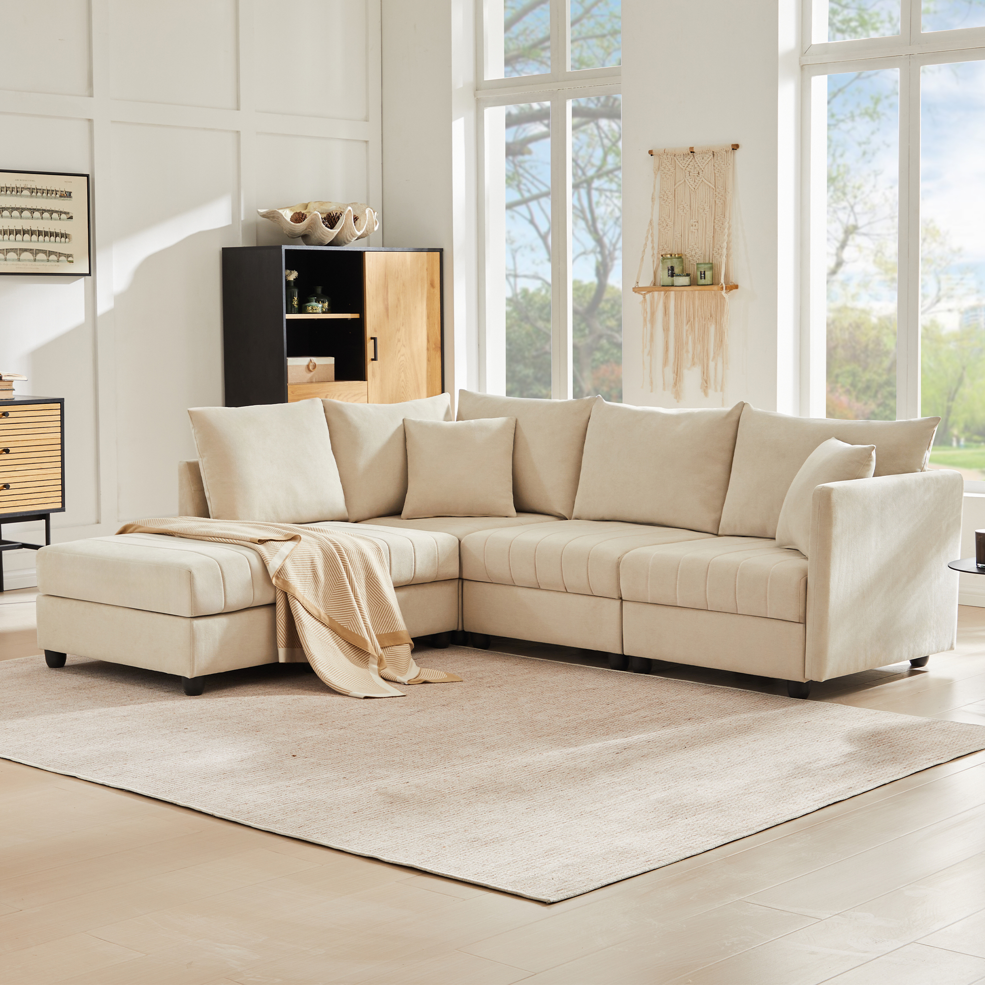 Canapé panoramique beige vue 2