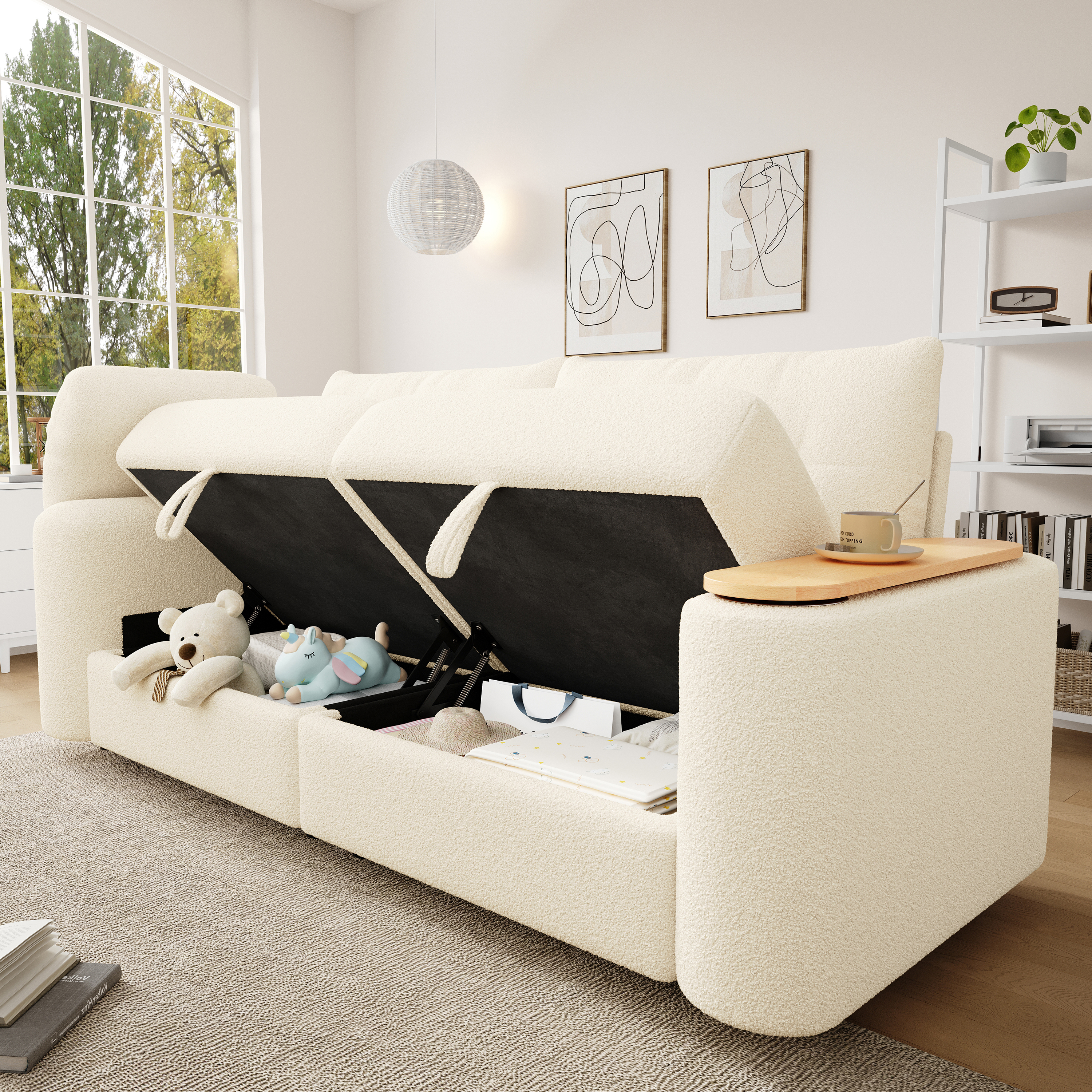 Teddyplüsch Sofa 3-Sitzer klein modular mit Staura