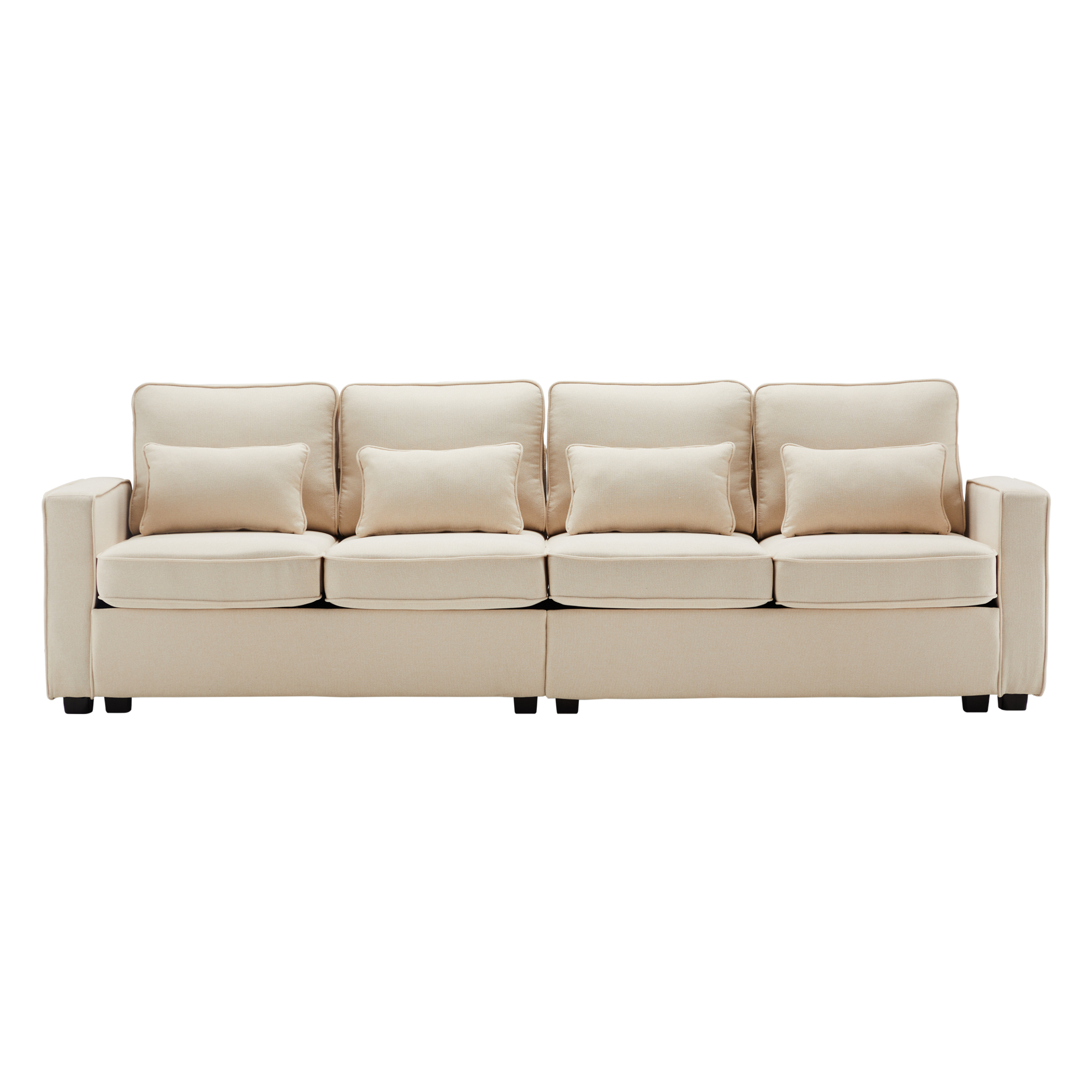 Canapé 4-5 places en tissu aspect lin, absorbant l'humidité, respirant, résistant, dossiers hauts avec grands coussins, pour salon, pour famille et amis, atmosphère chaleureuse et intime, usage quotidien durable - image 5