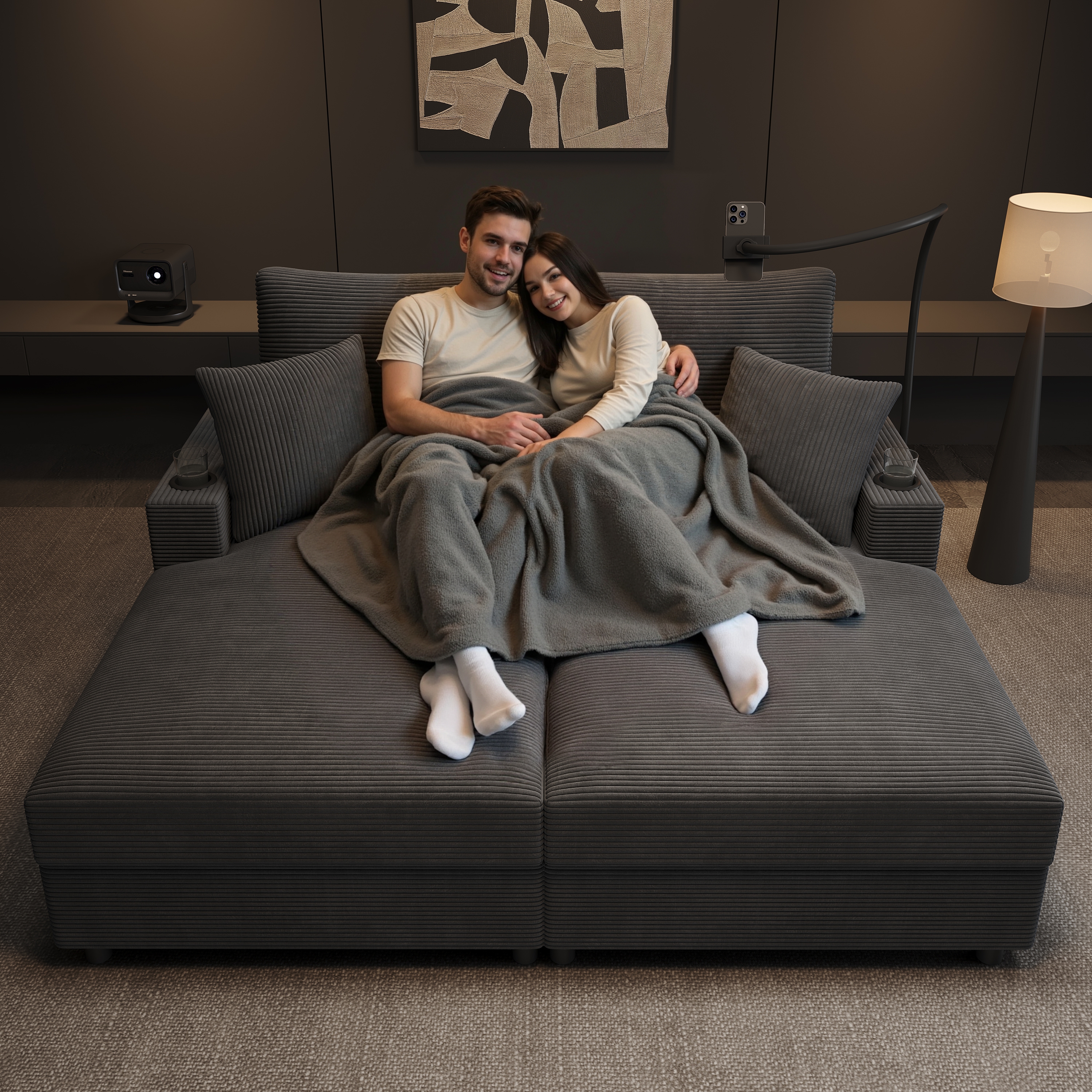 Doppelschlafsofa mit Schlaffunktion, gepolsterter 
