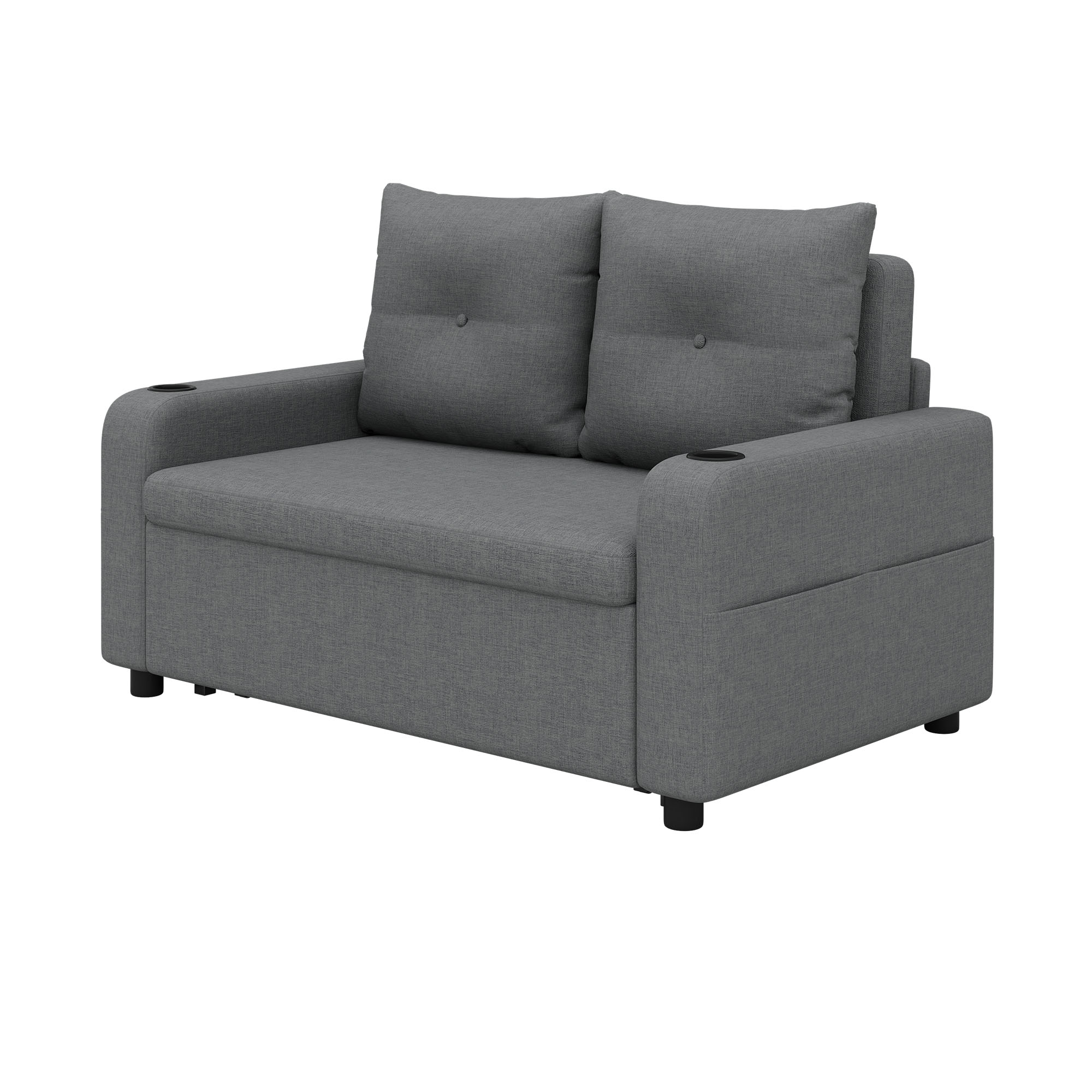 Canapé 2 places convertible gris coton lin