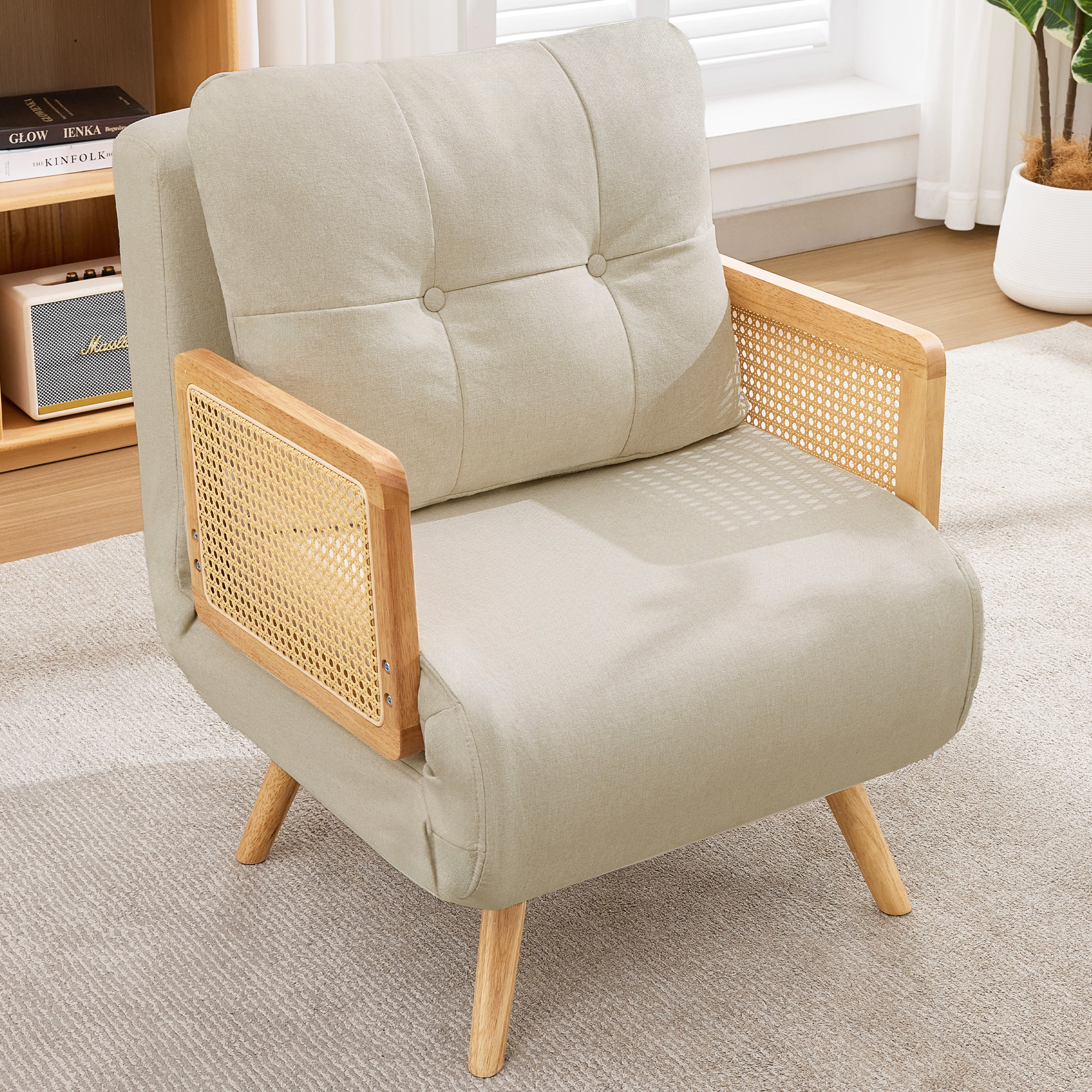 Fauteuil relax compact beige vue 2