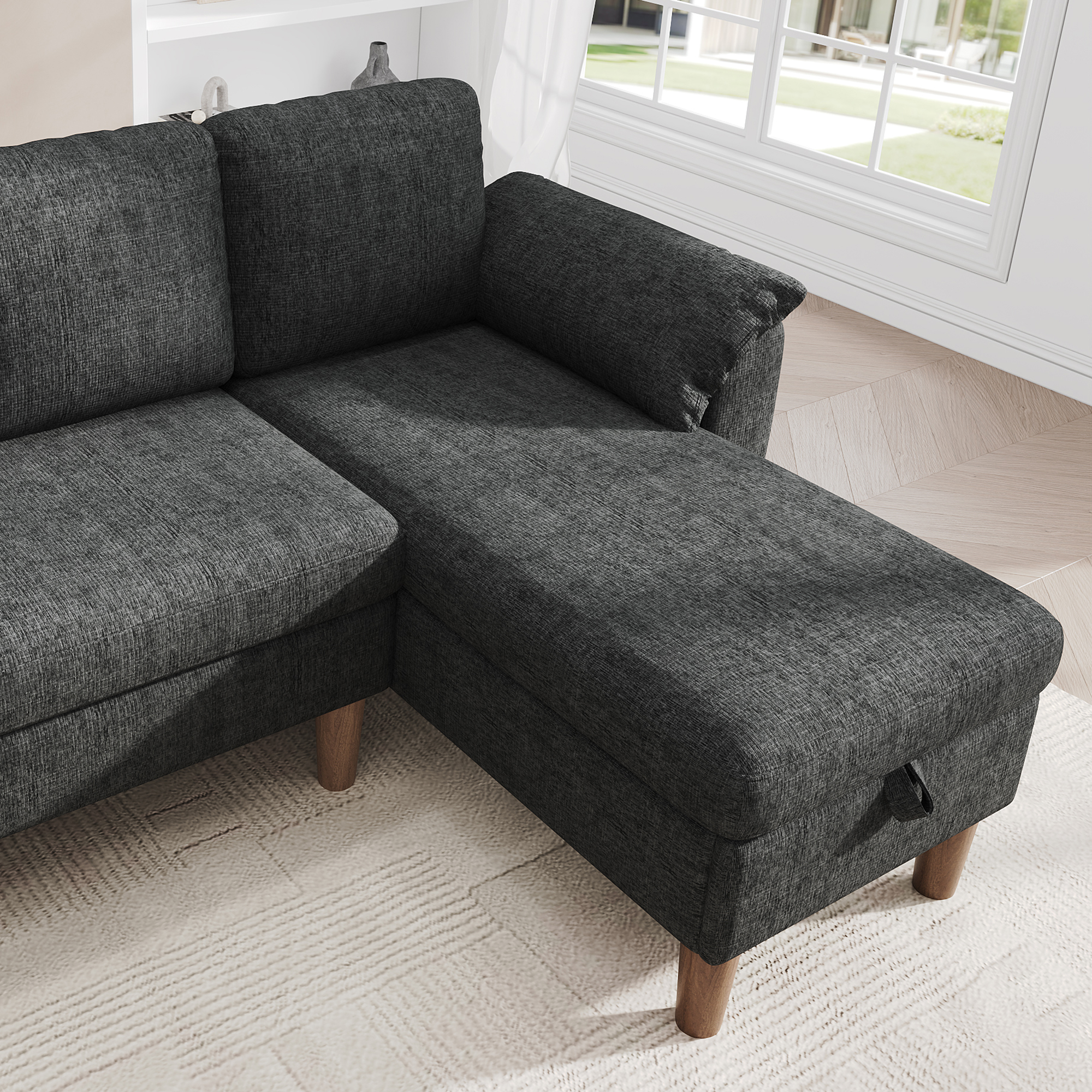Détail du revêtement et du coussin de méridienne