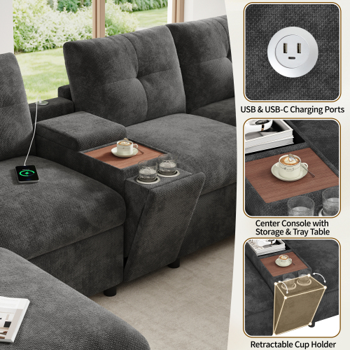Console centrale avec USB et Type-C