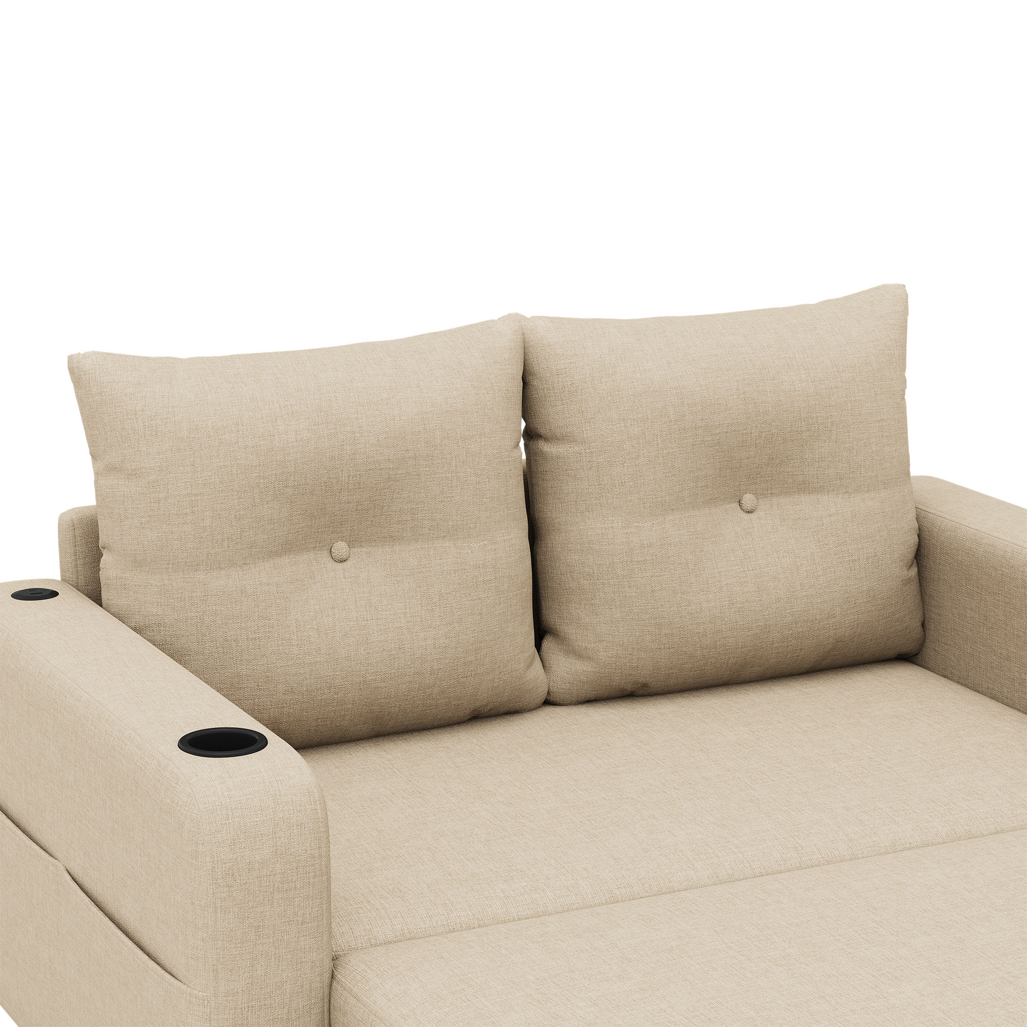 Canapé 2 places convertible beige coton lin