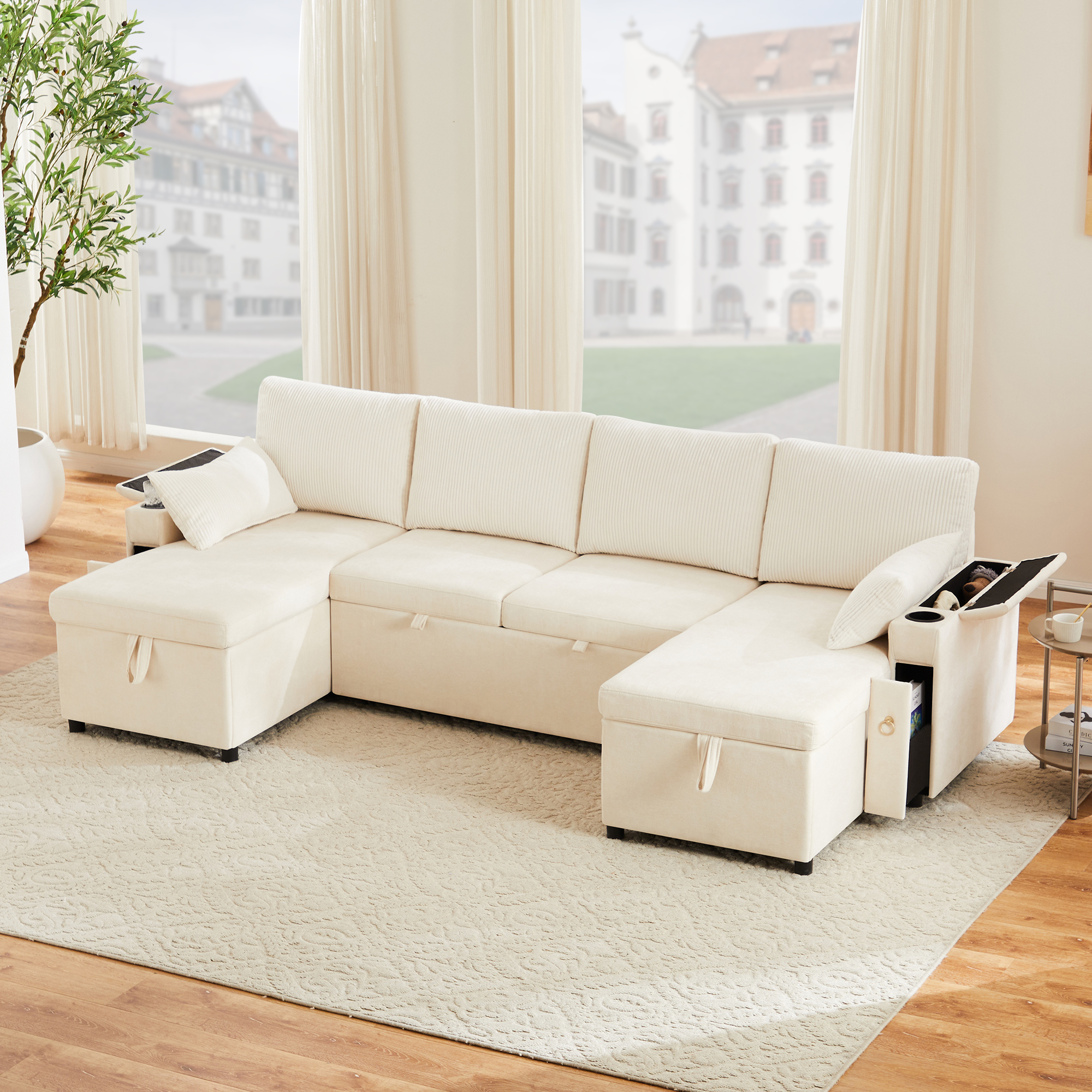Canapé panoramique beige 272x131 vue 5