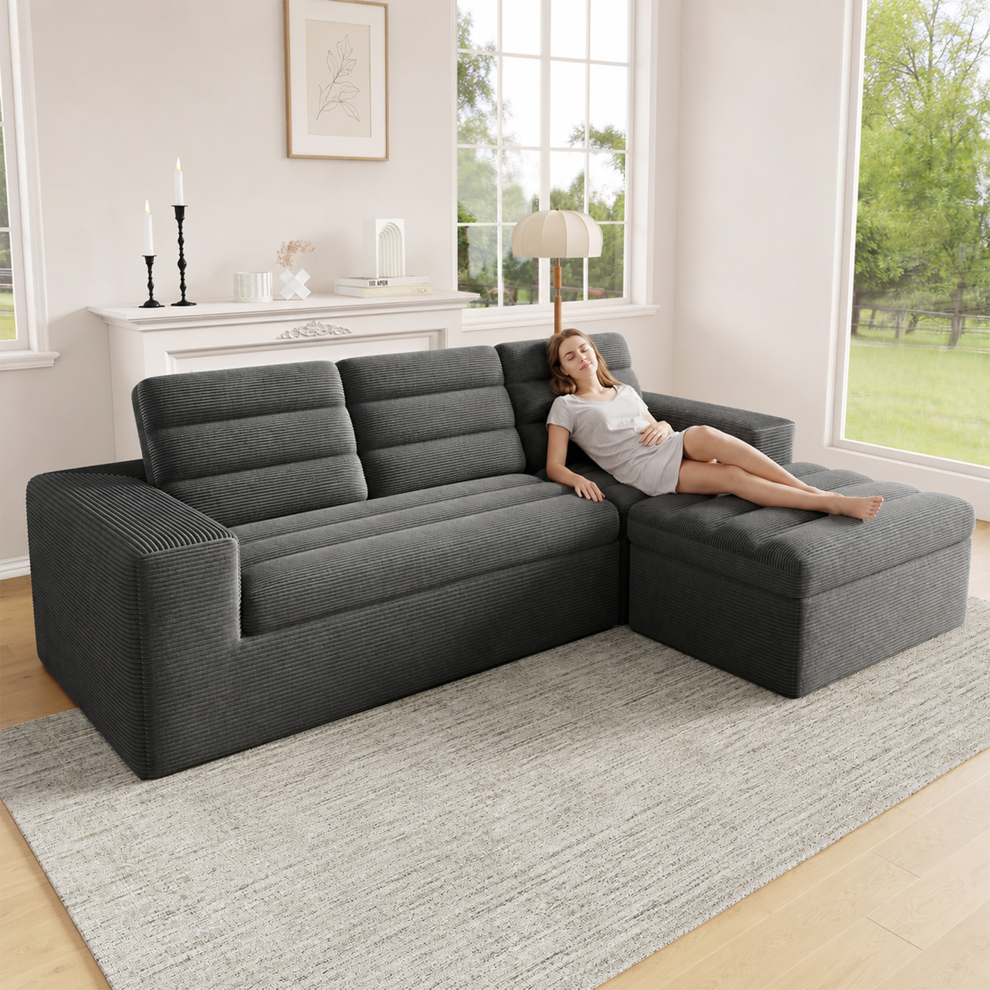 Modulares L-förmiges Ecksofa,rahmenloses Design,Wo