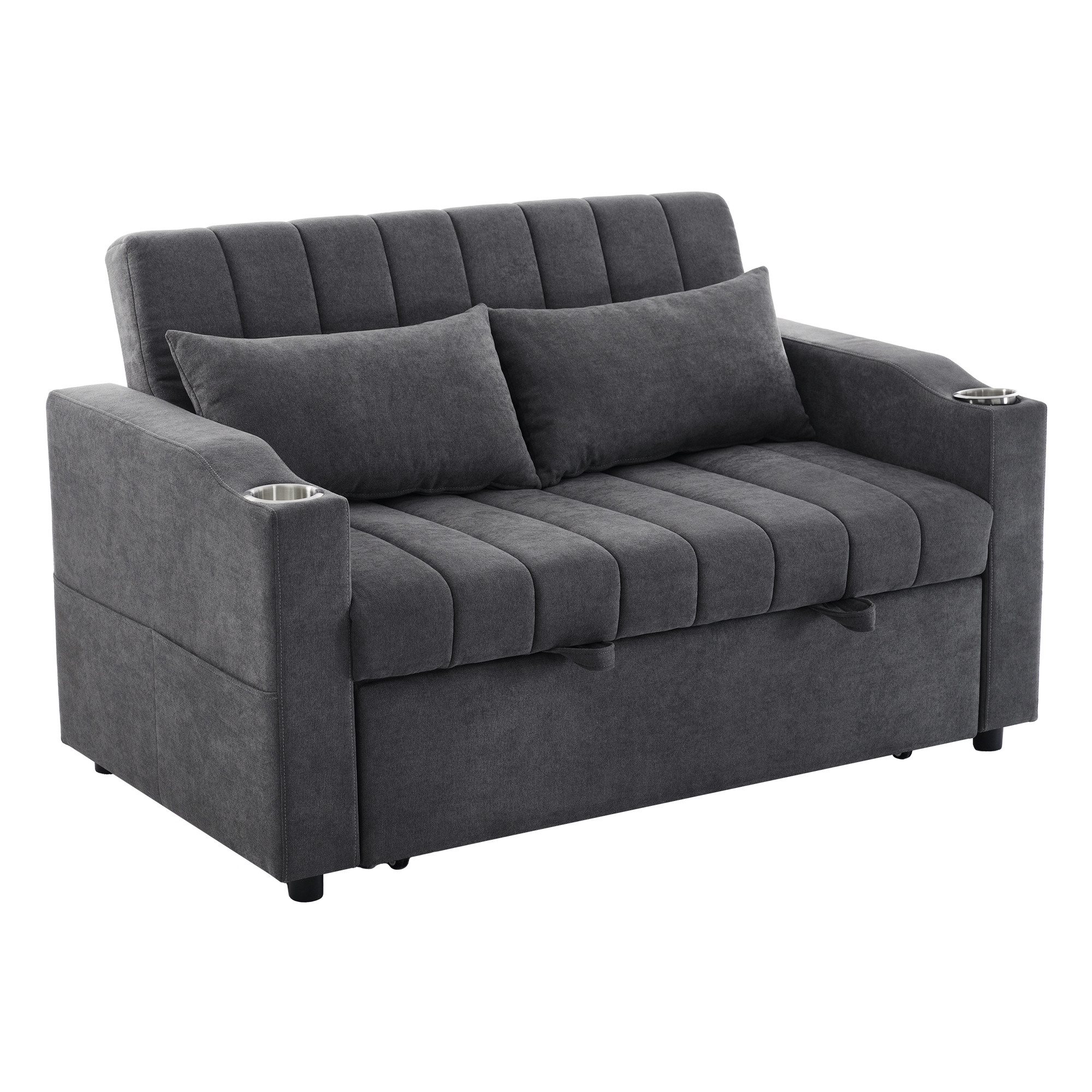 Confort canapé convertible coton lin gris