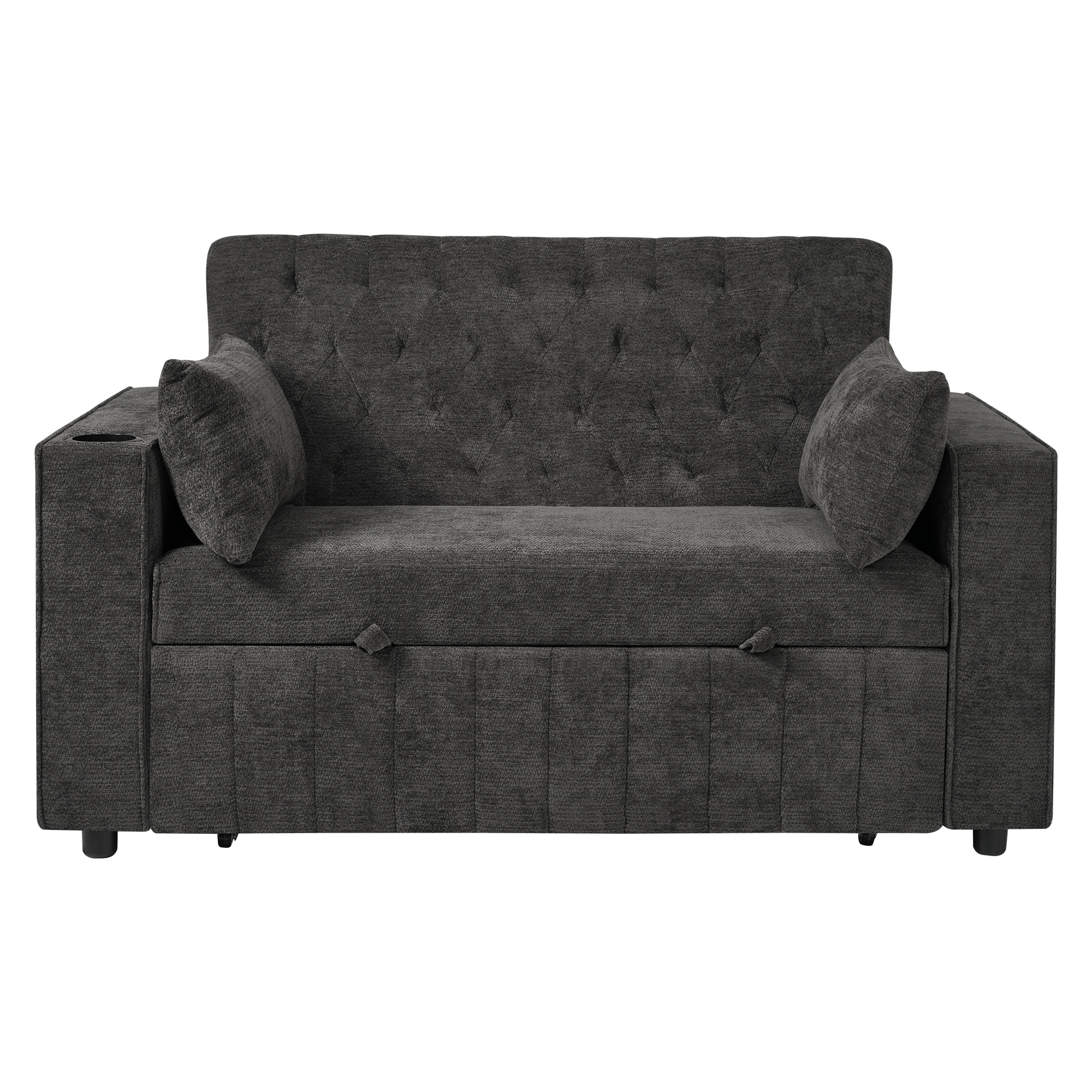 Canapé convertible / canapé-lit 2 places 140 x 137 x 84 cm avec rangement, chenille, Gris - vue complémentaire 1