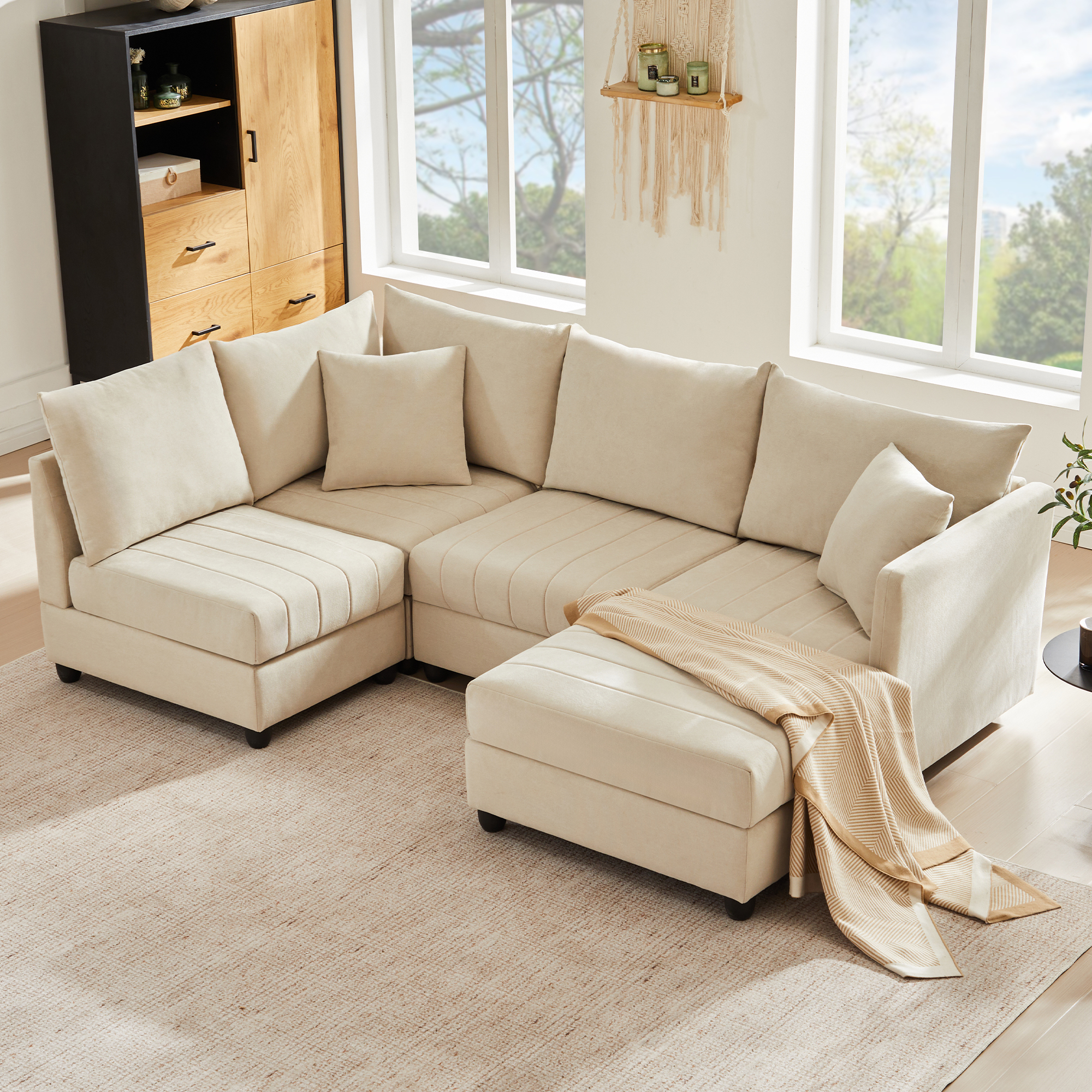 Canapé panoramique beige vue 3