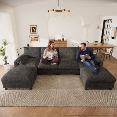 Structure et assises du canapé modulable en chenille