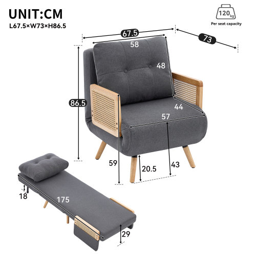 Vue d'ensemble du fauteuil-lit