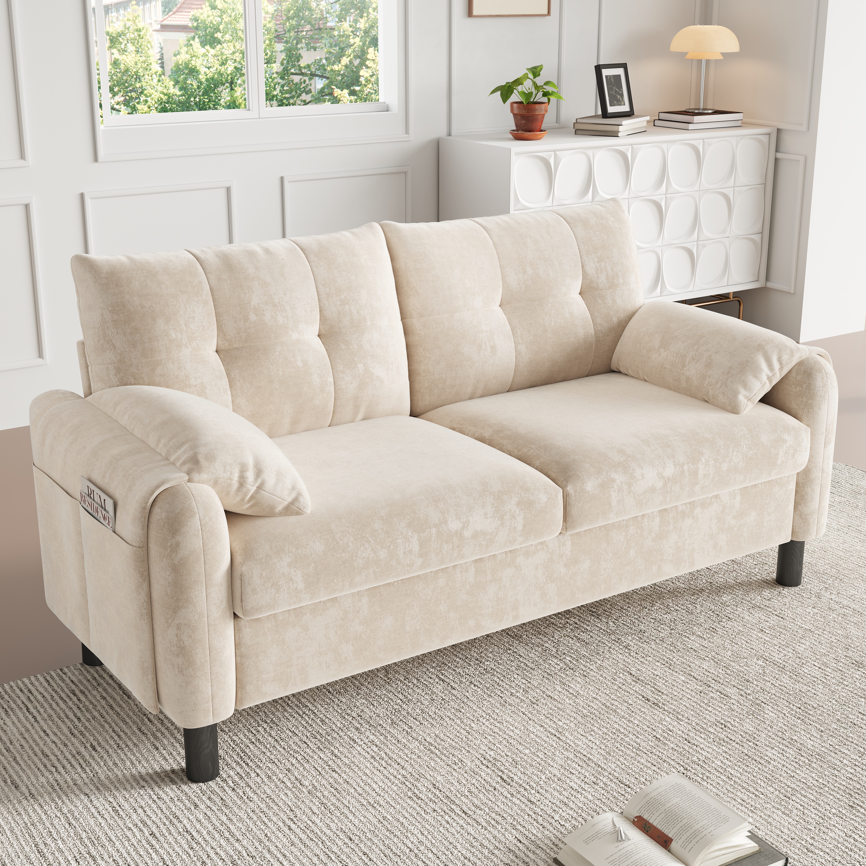 Canapé beige 158x80 vue 1