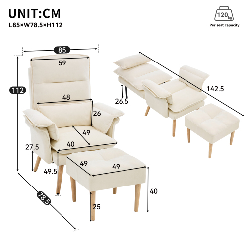 Vue d'ensemble du fauteuil inclinable
