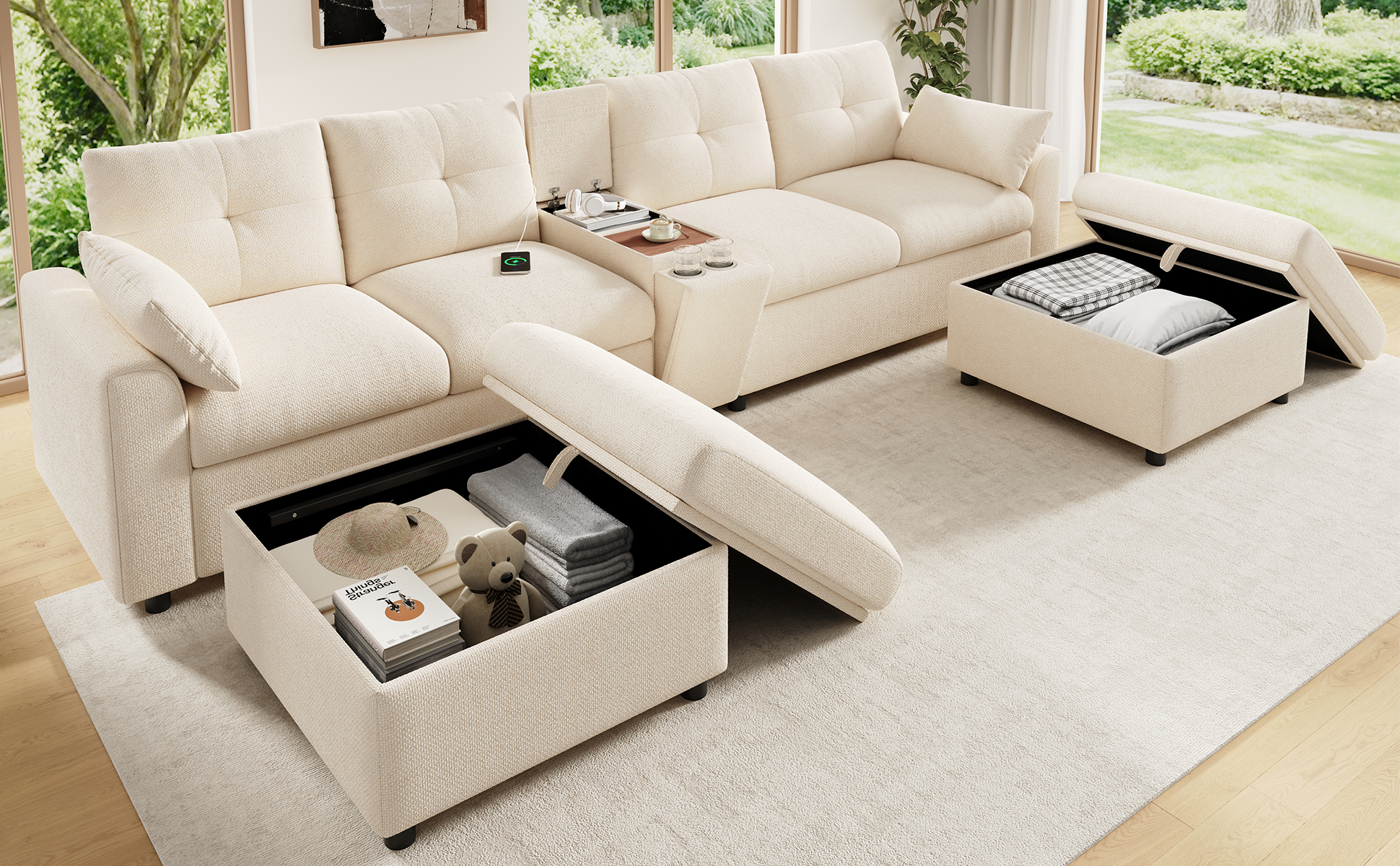 Modulare Ecksofa Wohnlandschaft 6-Sitzer U-/L-Form