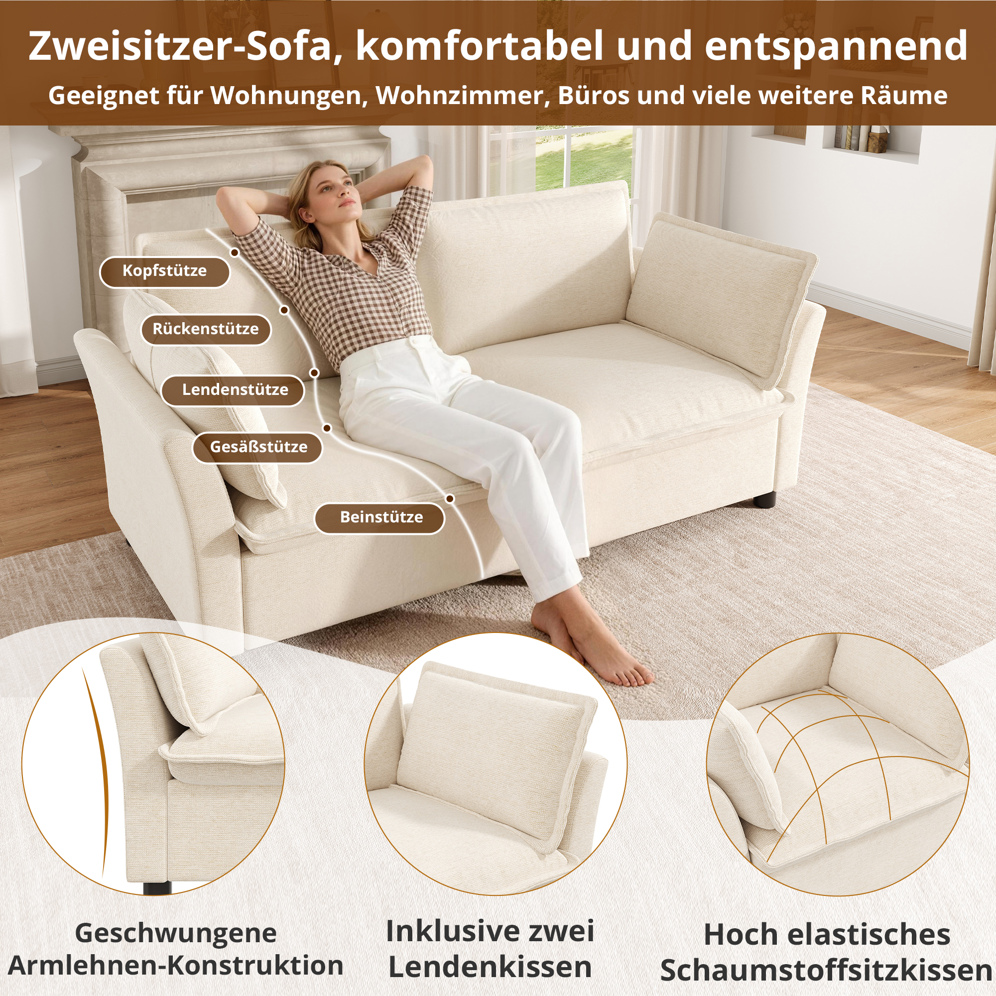 Vue complémentaire 1 du canapé beige