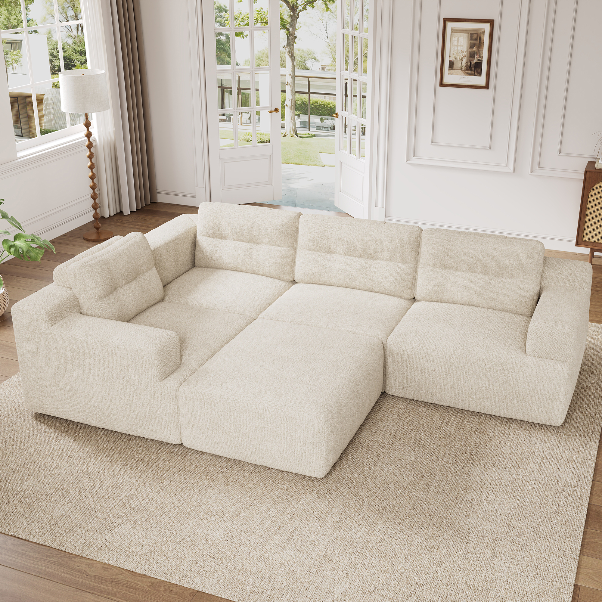 Modulares Kombinationssofa, flexibel als L‑Form/U‑