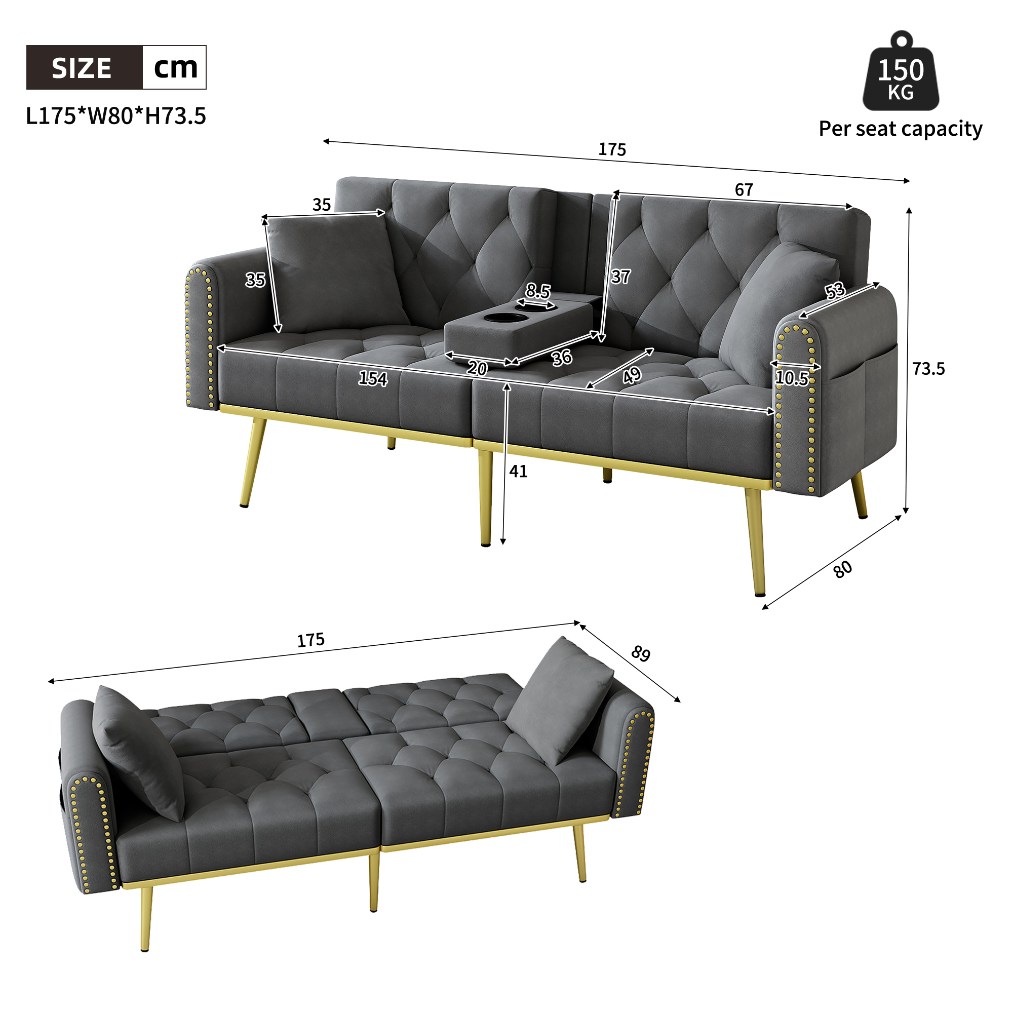 Dimensions du canapé convertible