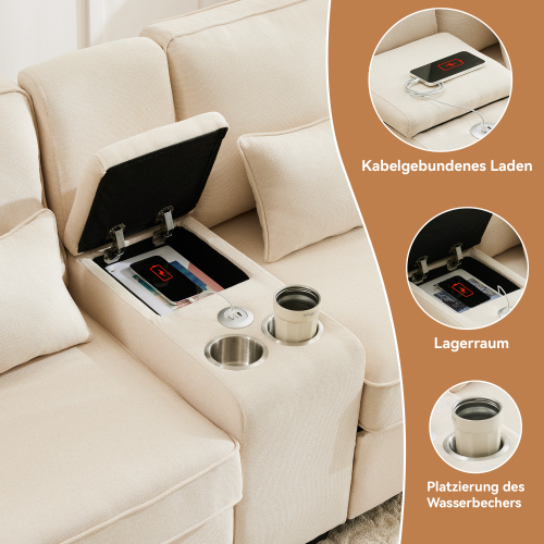Console avec USB et porte-gobelets